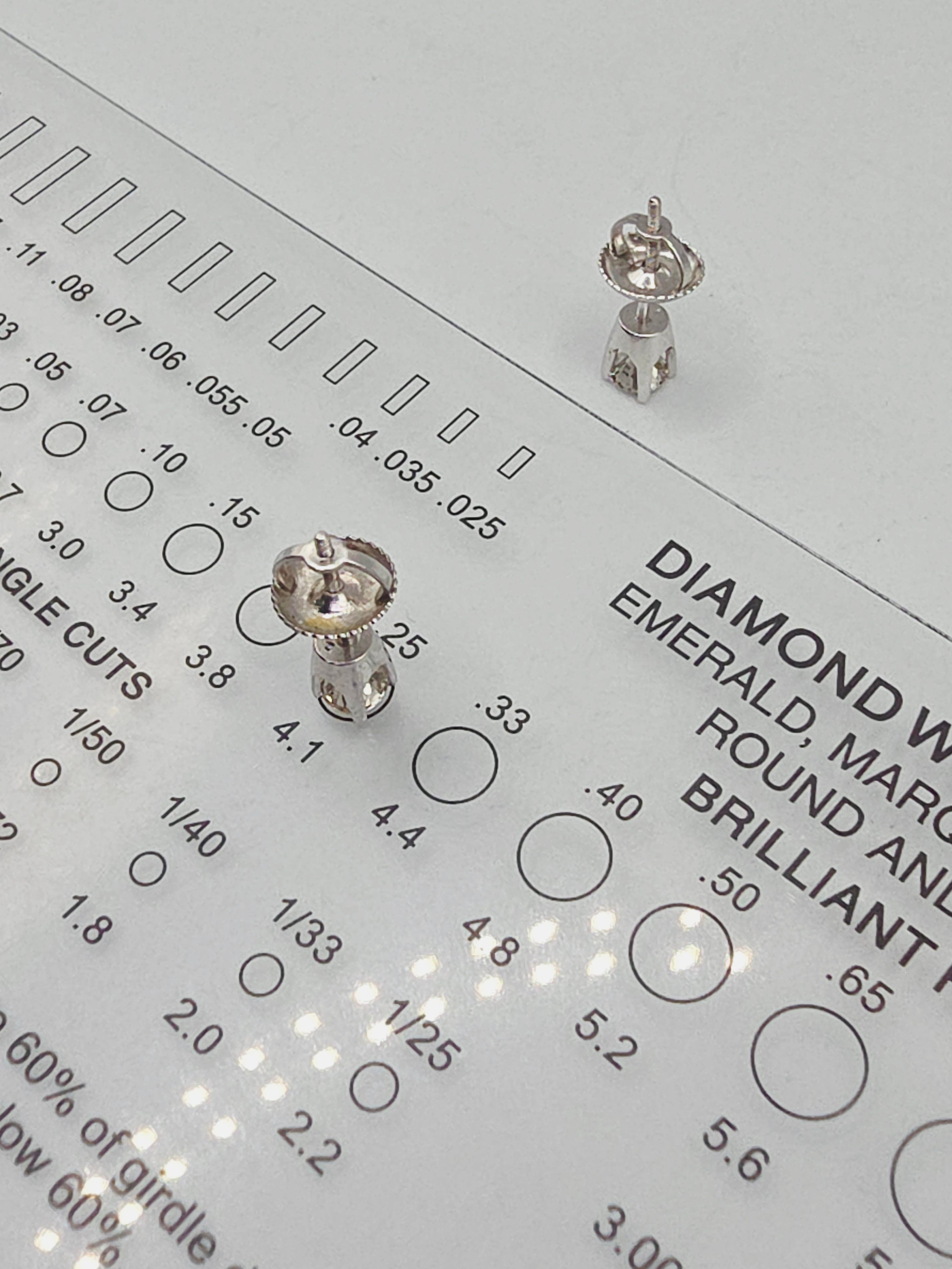 Solid 14K White Gold Diamond Stud Earrings with Screwbacks