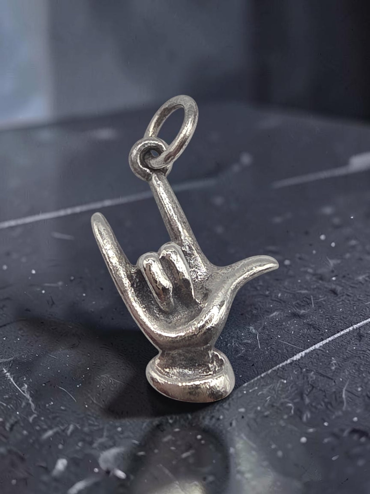 RETIRED James Avery Sterling Silver Charm Pendant - Sign Language Hand I Love You