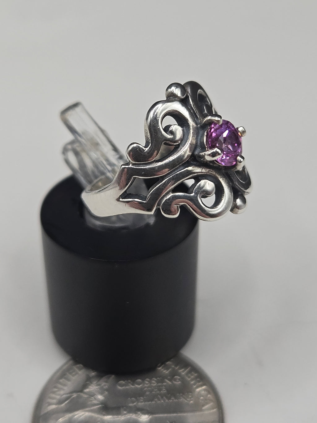 James Avery Sterling Silver Lab Created Pink Sapphire Spanish Lace Ring - Size 5