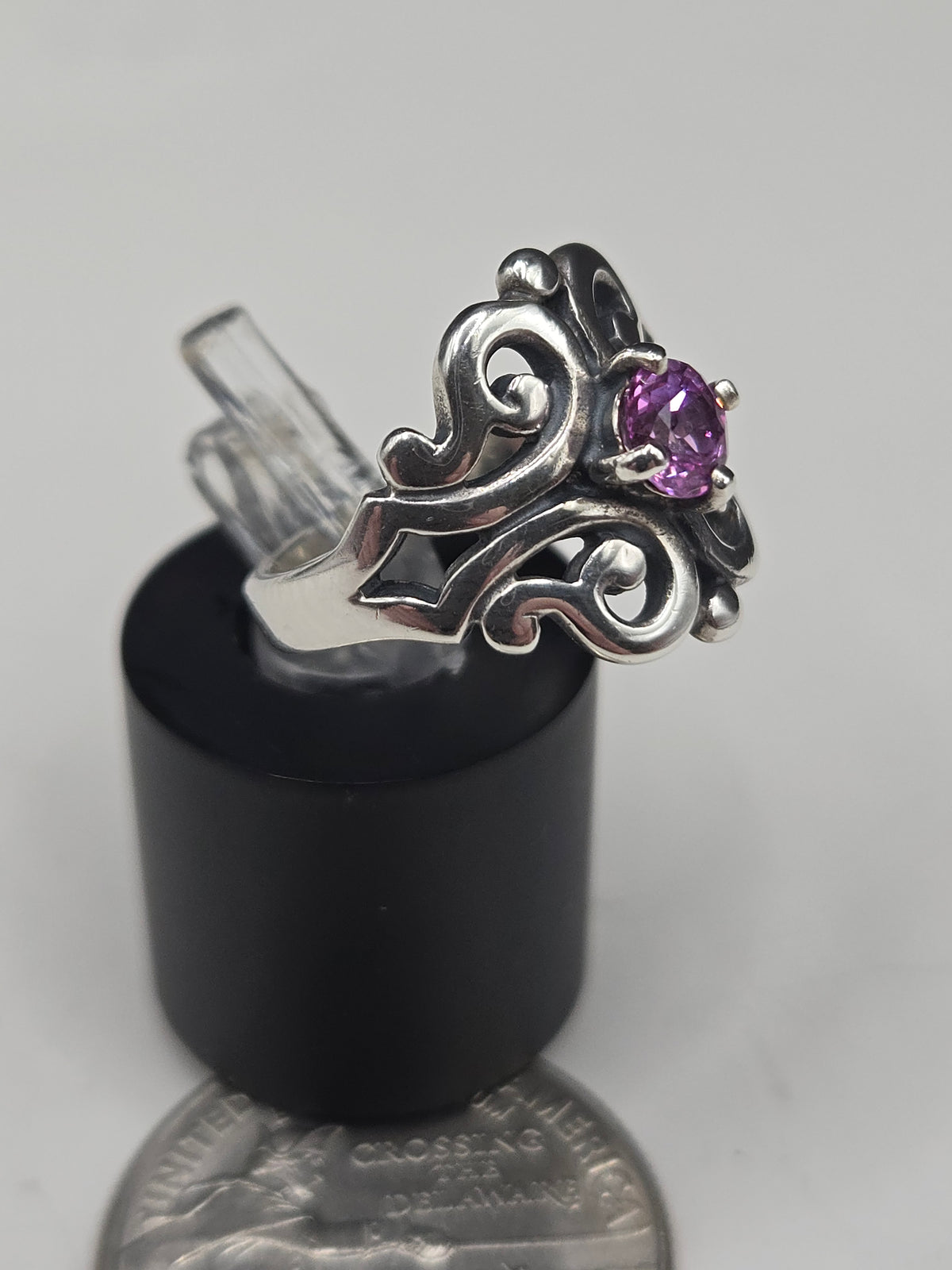 James Avery Sterling Silver Lab Created Pink Sapphire Spanish Lace Ring - Size 5