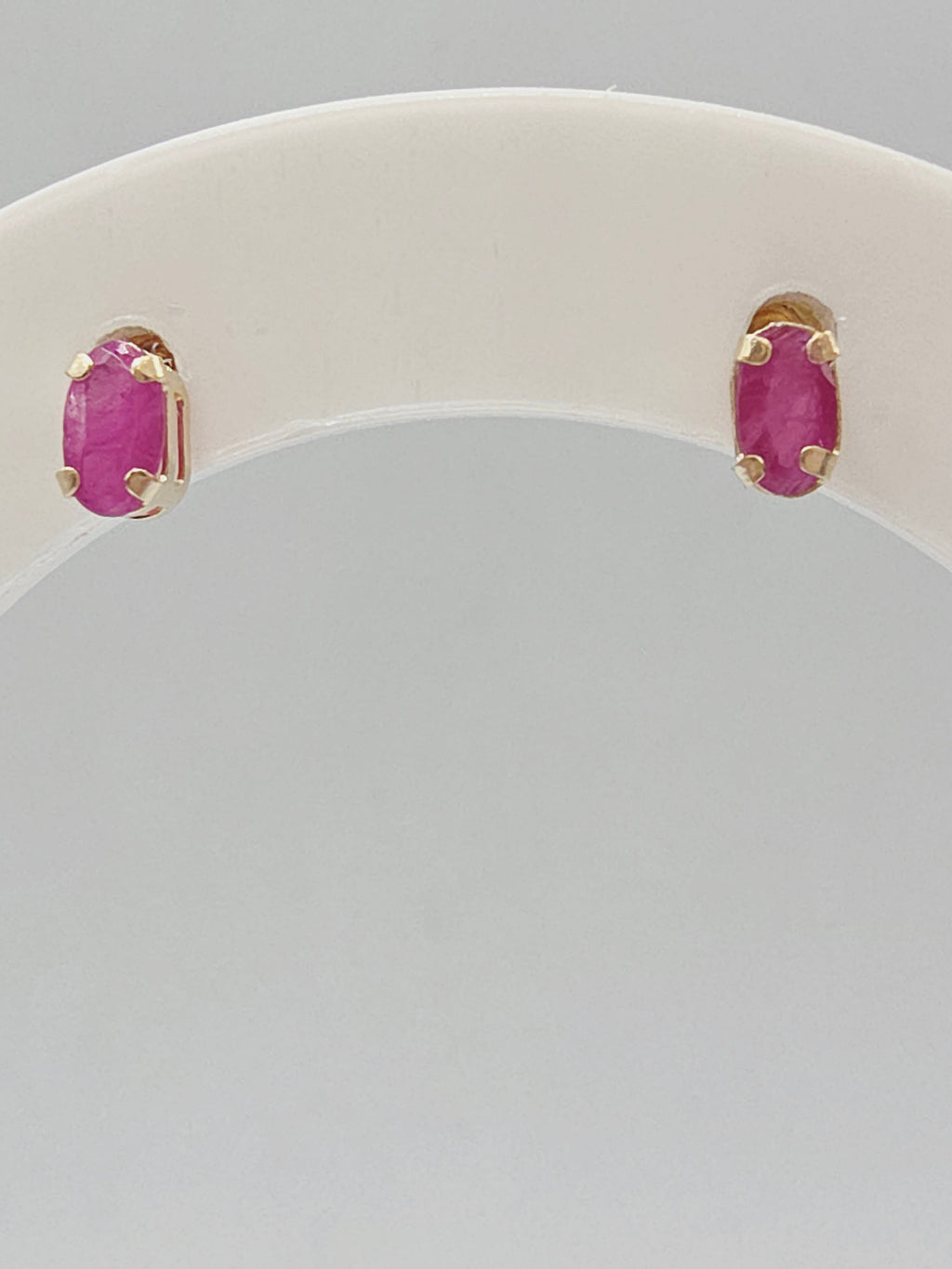 JCM Solid 10K Yellow Gold Oval Cut Natural Ruby Stud Earrings