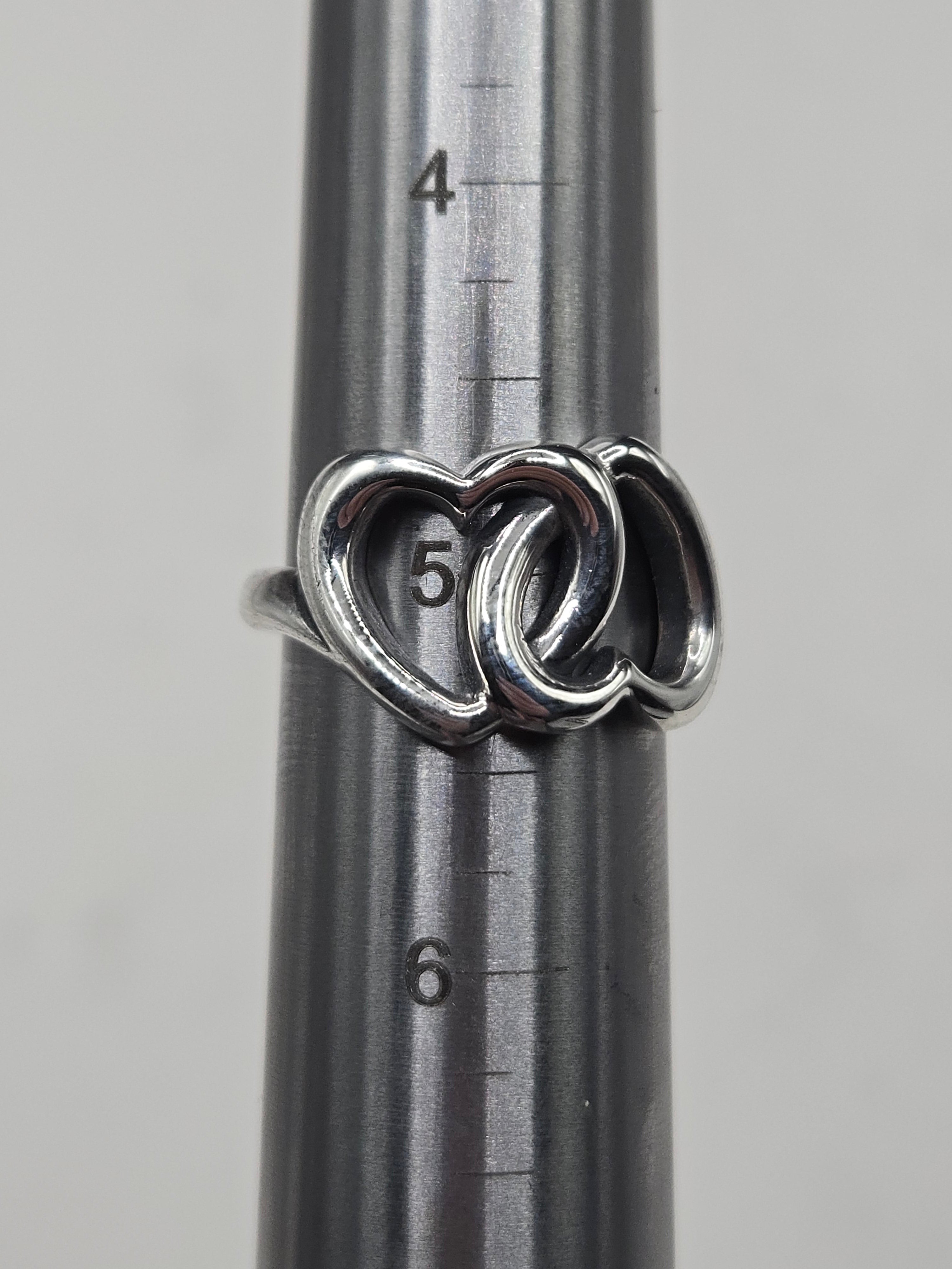 RETIRED James Avery Two Intertwined Twin Hearts Ring - Size 5