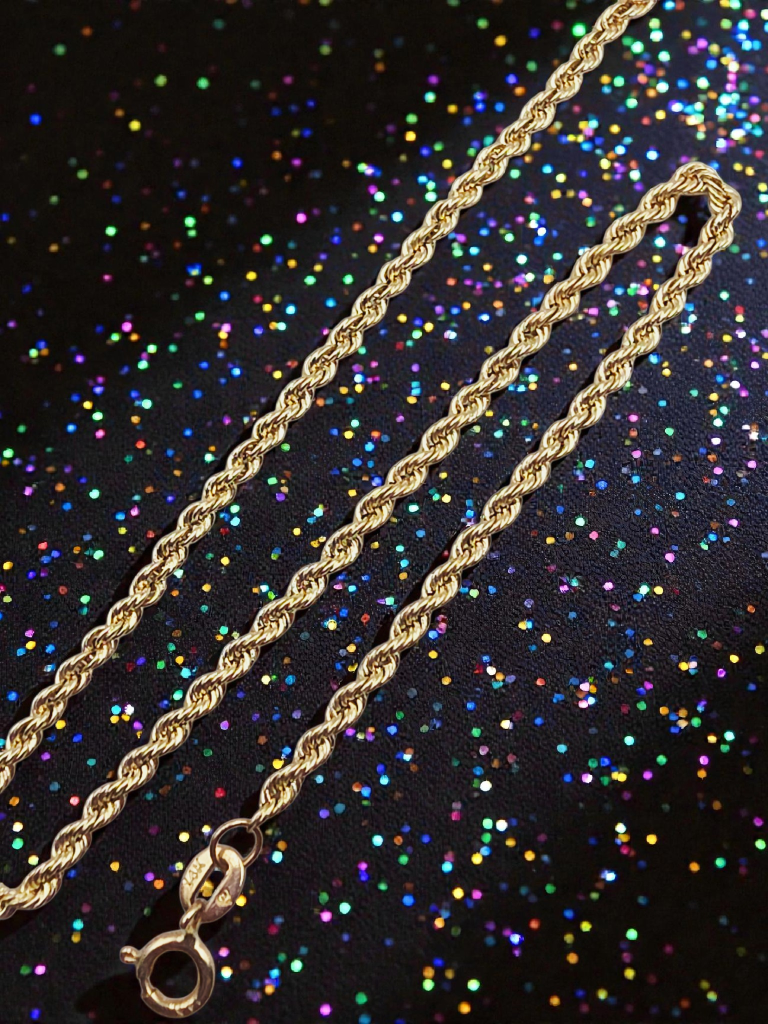 Solid 14K Yellow Gold 1.8mm Rope Chain Bracelet – 7 1/3 Inch