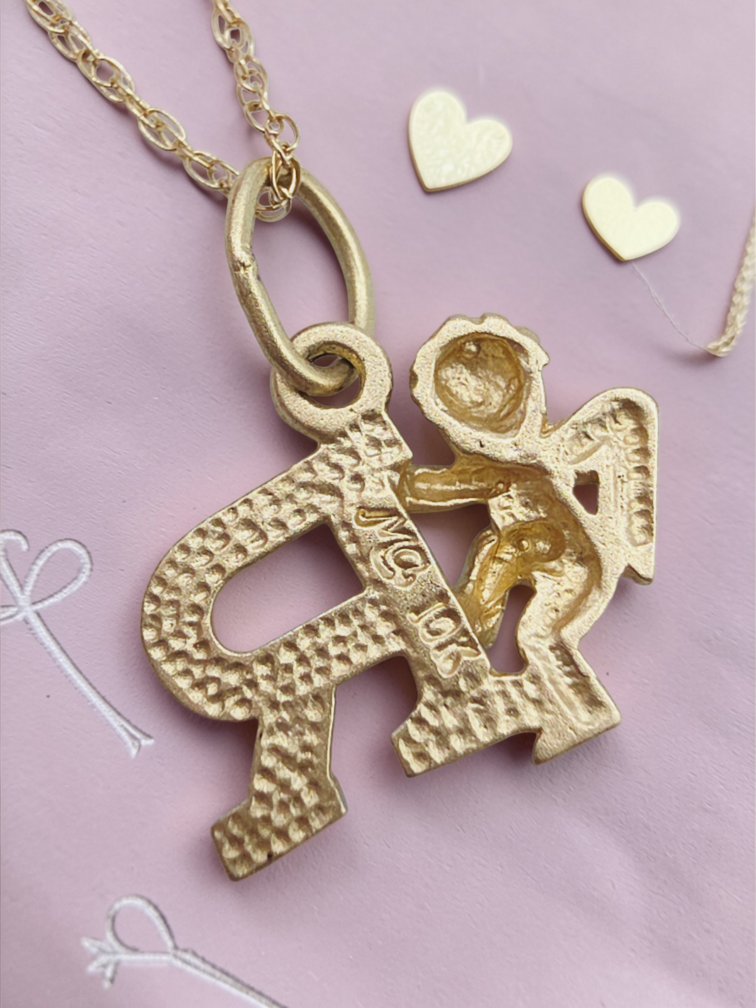 Michael Anthony Solid 10K Letter R Pendant Necklace with Angel - 15 Inch