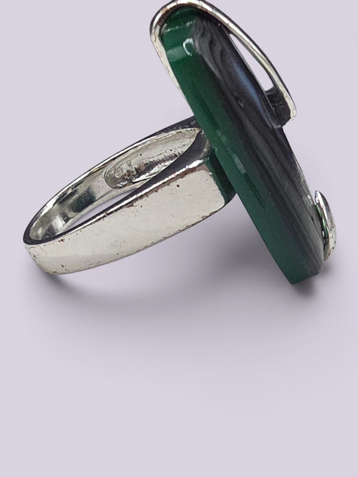Sterling Silver 925 Abalone Paua Shell Rectangular Statement Ring Size 6