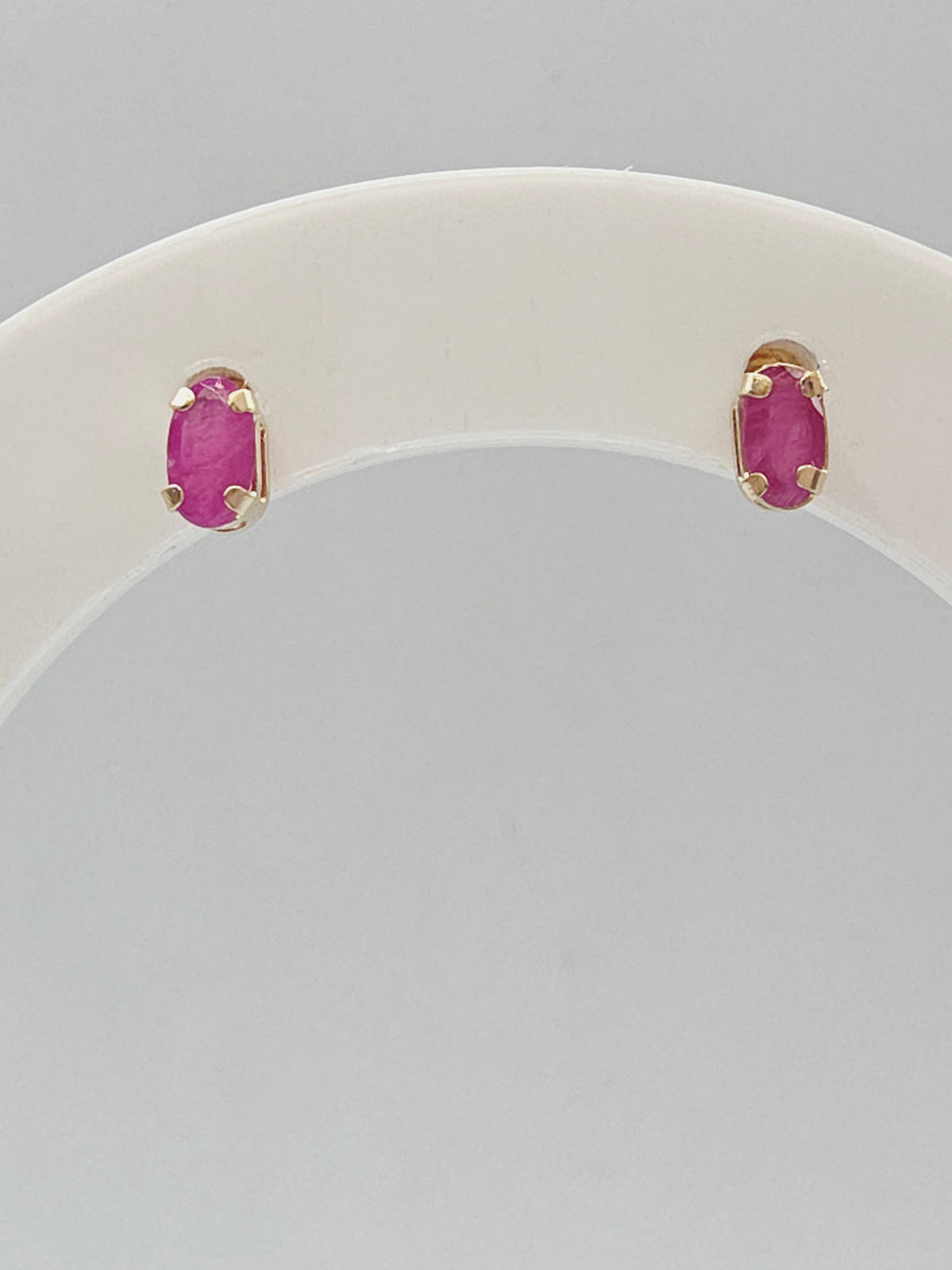 JCM Solid 10K Yellow Gold Oval Cut Natural Ruby Stud Earrings