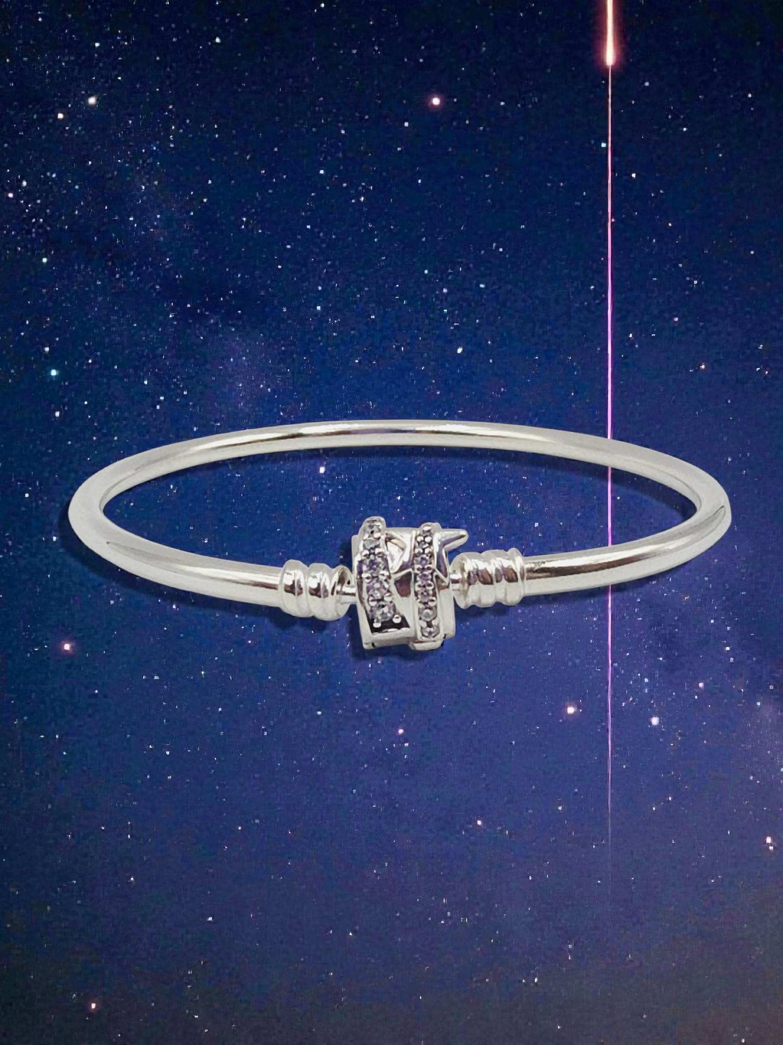 Pandora Sparkling Shooting Star Charm Bangle Bracelet - 6.5 Inch