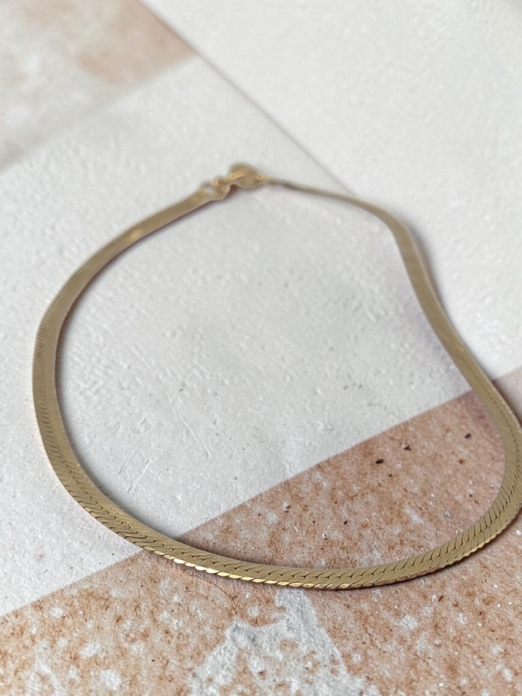 Solid 14K Yellow Gold Herringbone Chain Bracelet ITALY 7.25 Inch 2mm