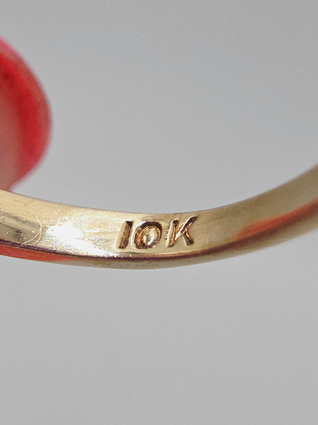 Solid 10K Yellow Gold Ring with Emerald-Cut Ruby & White Topaz Accents – Size 7