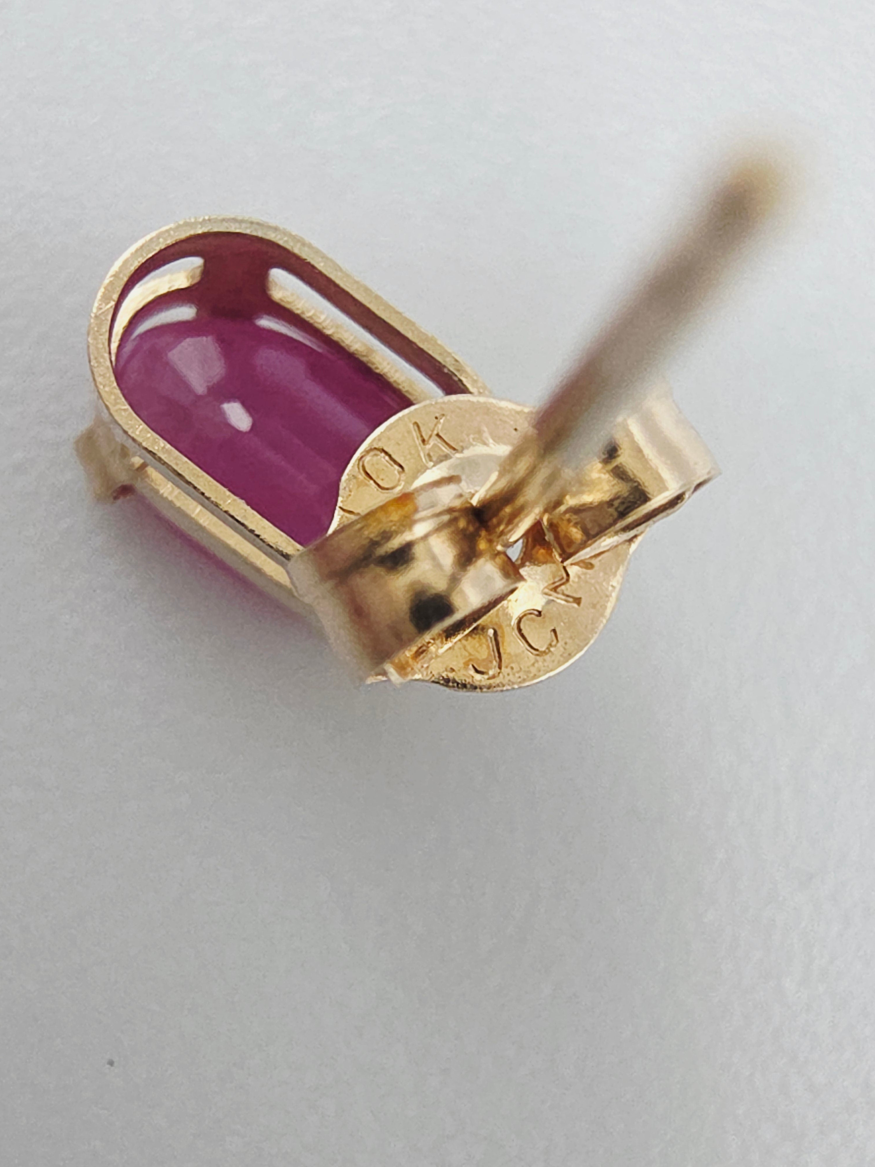 JCM Solid 10K Yellow Gold Oval Cut Natural Ruby Stud Earrings
