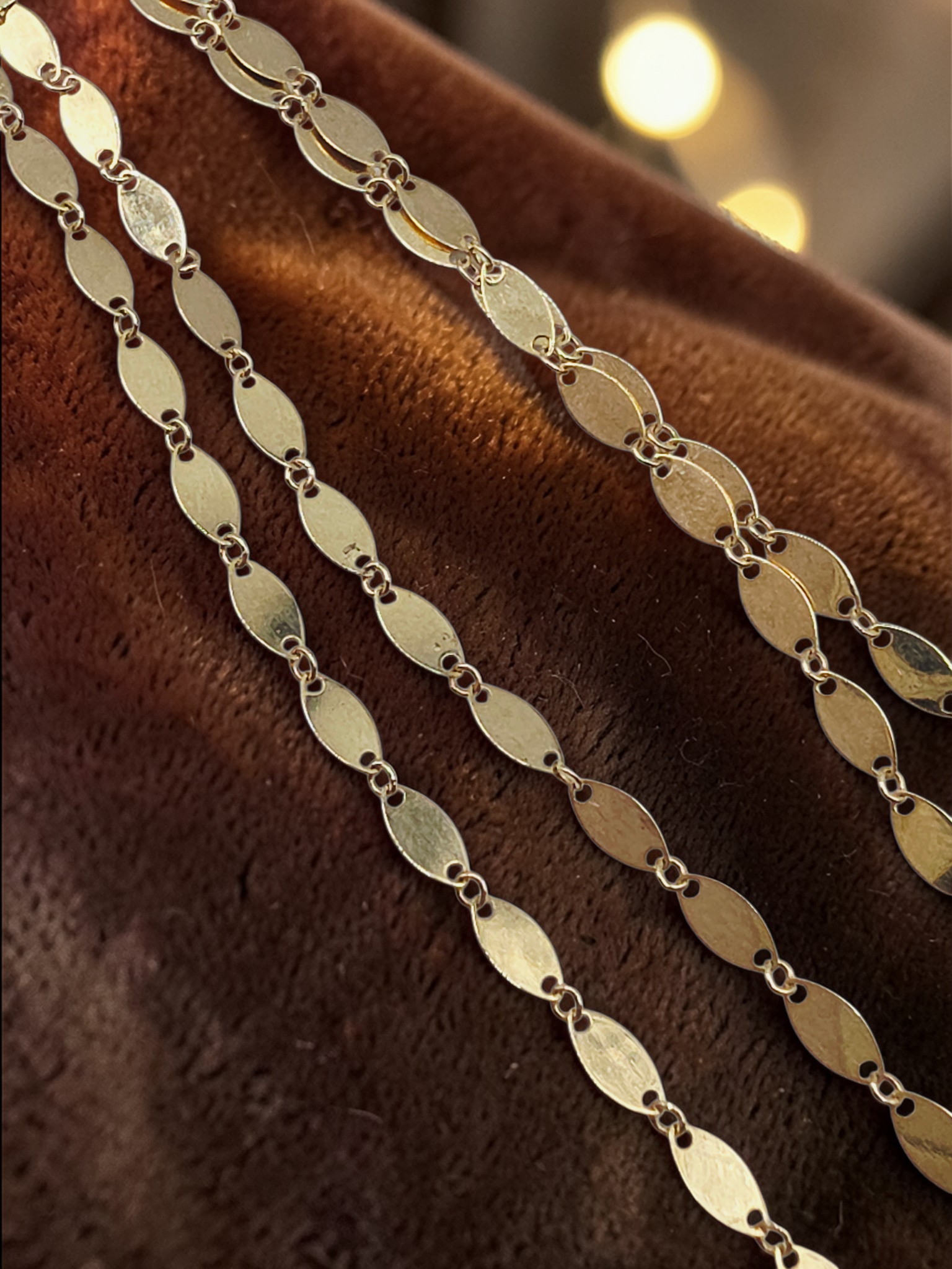 Solid 10K Yellow Gold Mirror Link Necklace - Italy - 18 Inch