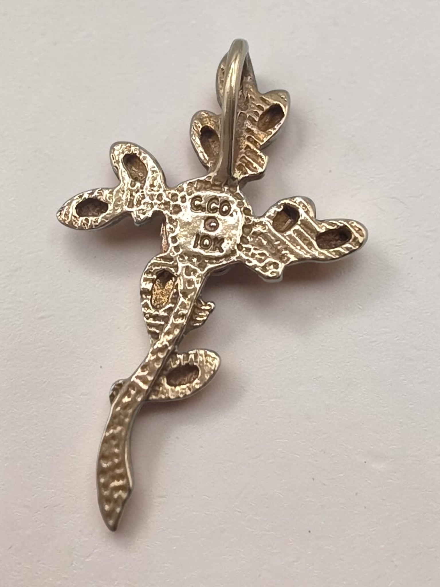 Vintage Black Hills Solid 10K Tri Color Rose Flower Pendant 12K Leaf Accents