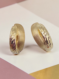 Solid 10K Yellow Gold Dual Textured Half-Hoop Earrings