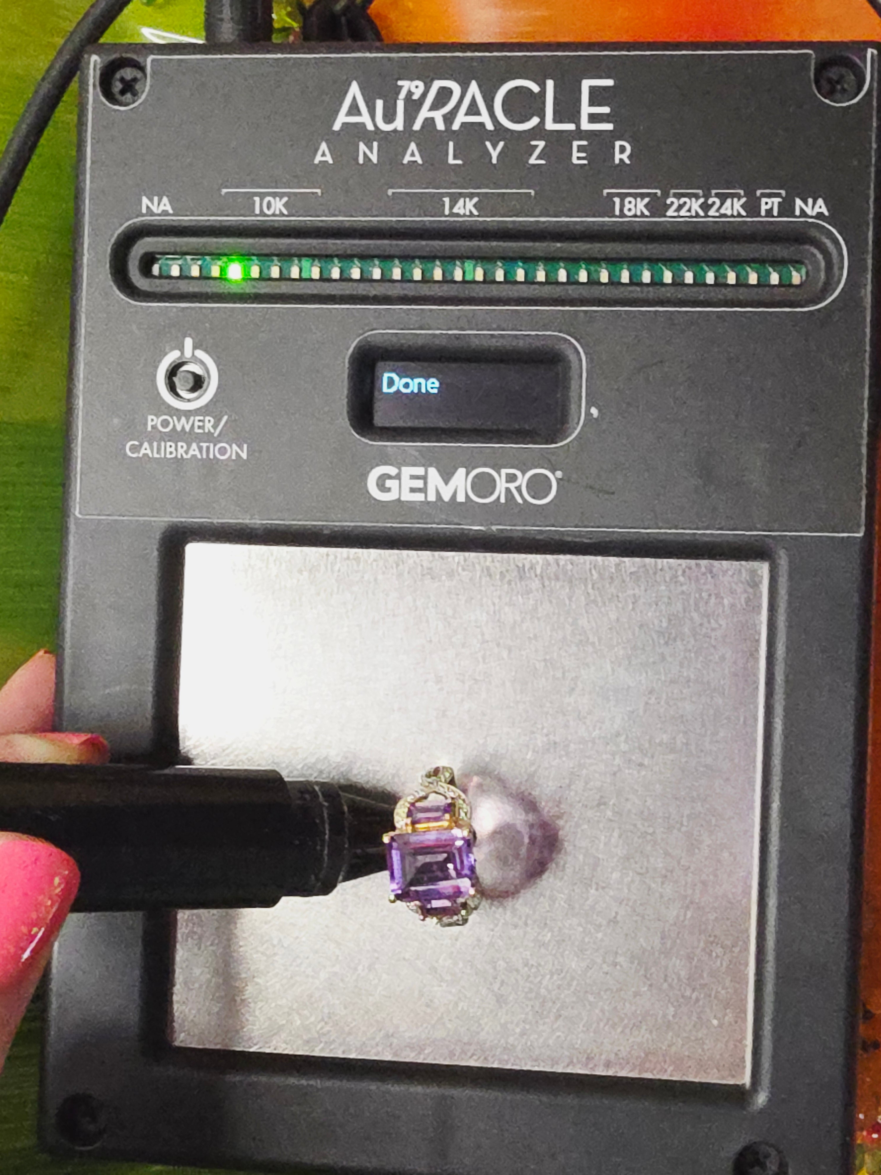 Solid 10K Yellow Gold Ring with Amethysts & Diamond Accents - Size 6.25