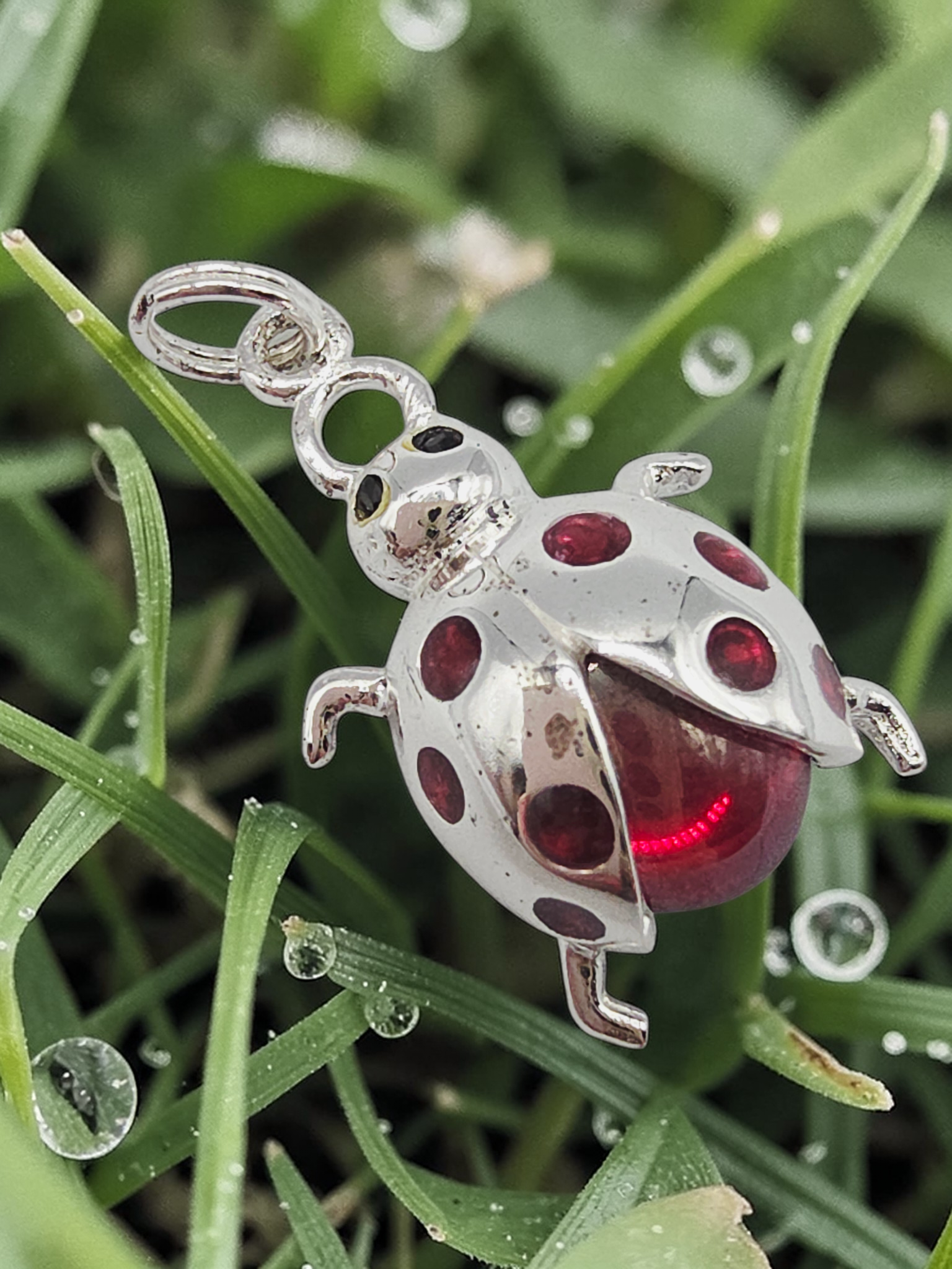 925 Sterling Silver Ladybug Insect Charm Pendant