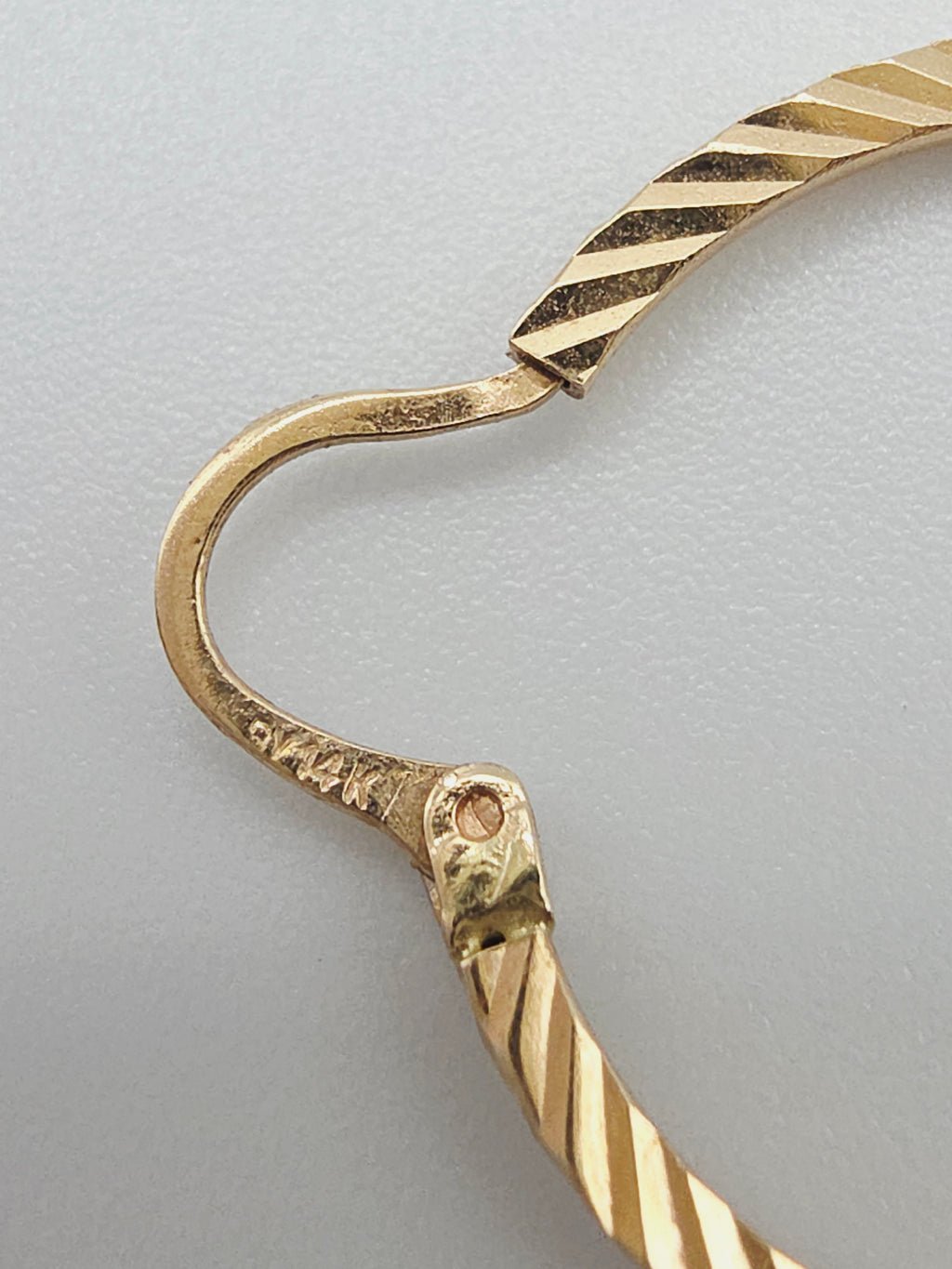 Solid 14K Yellow Gold Diamond-Cut Hoop Earrings with Snap Closures