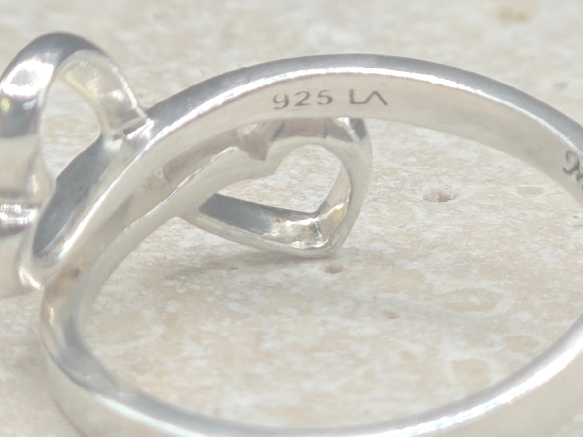 LA Sterling Silver Infinity Double Heart Mother Daughter Friends Ring - Size 7