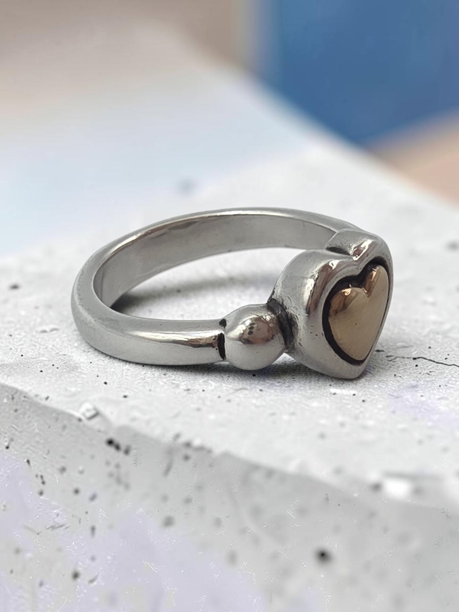 RETIRED James Avery True Love 14K Gold Heart Sterling Silver Ring - Size 6