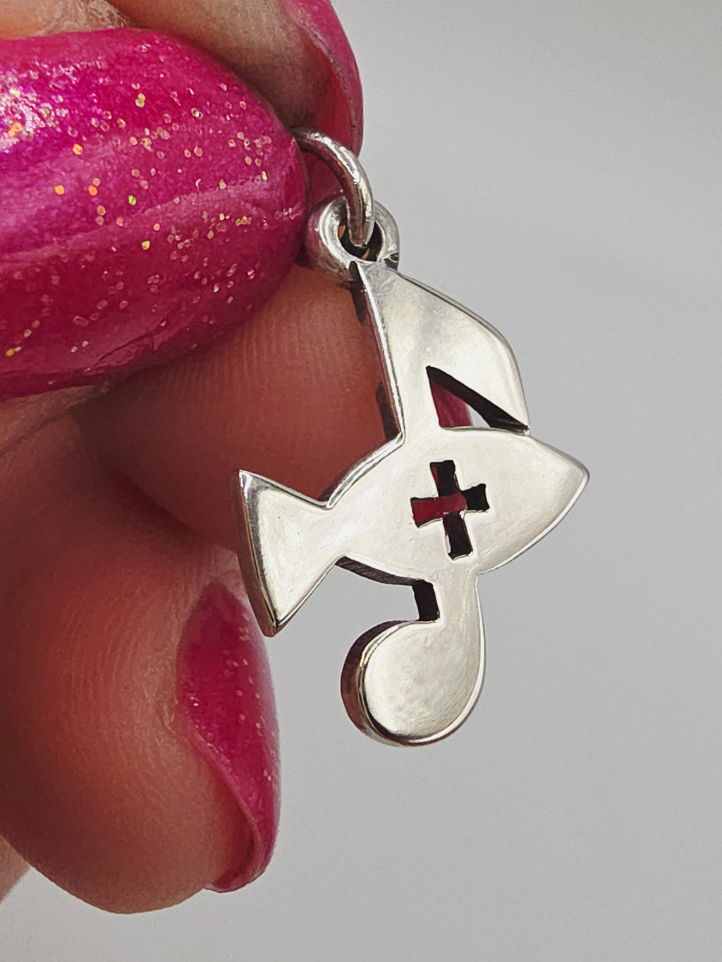 RETIRED James Avery Ichthus Fish Music Note Cross Sterling Silver Charm Pendant
