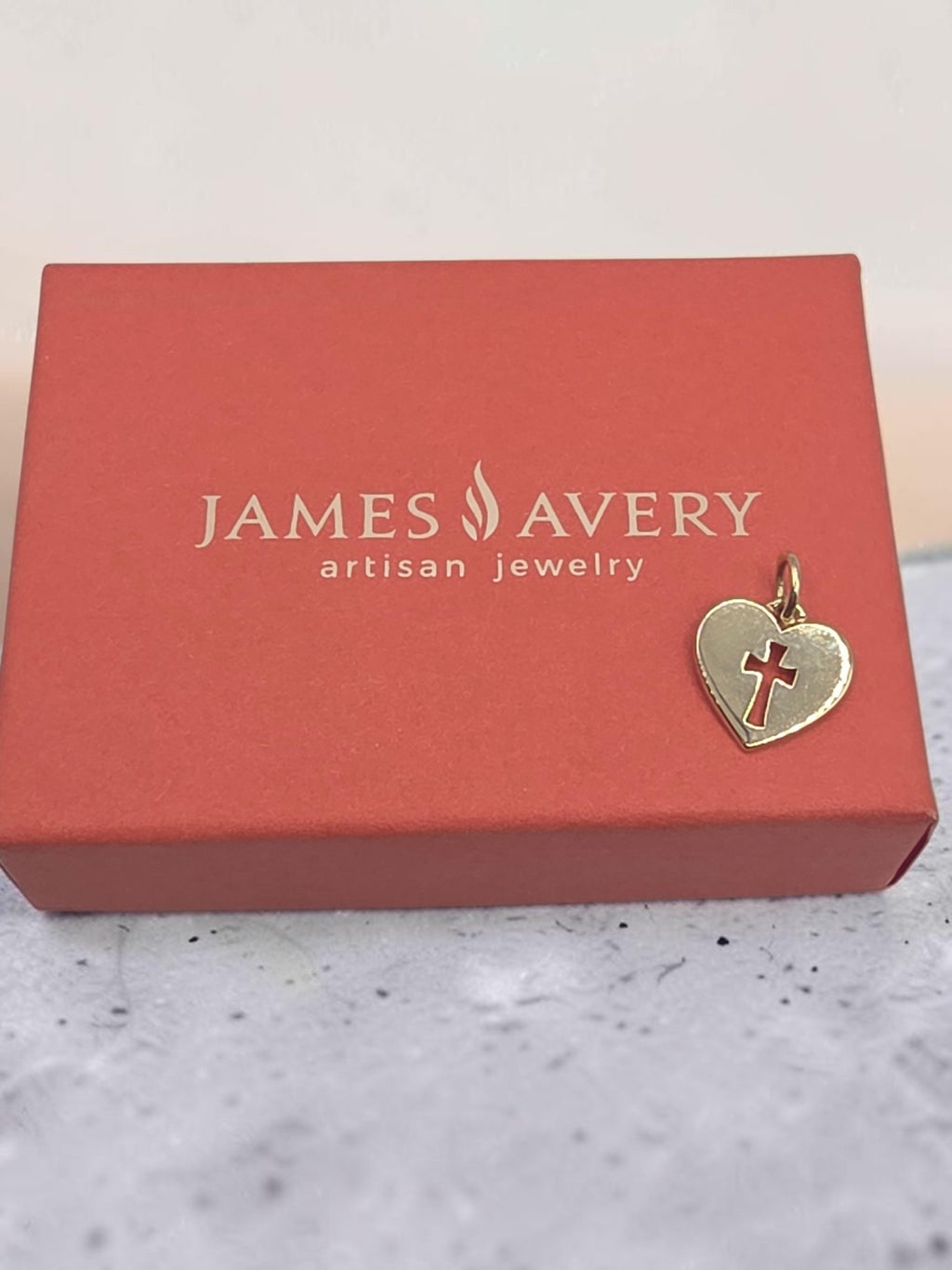 James Avery Solid 14K Yellow Gold Crosslet Cross Heart Charm Pendant