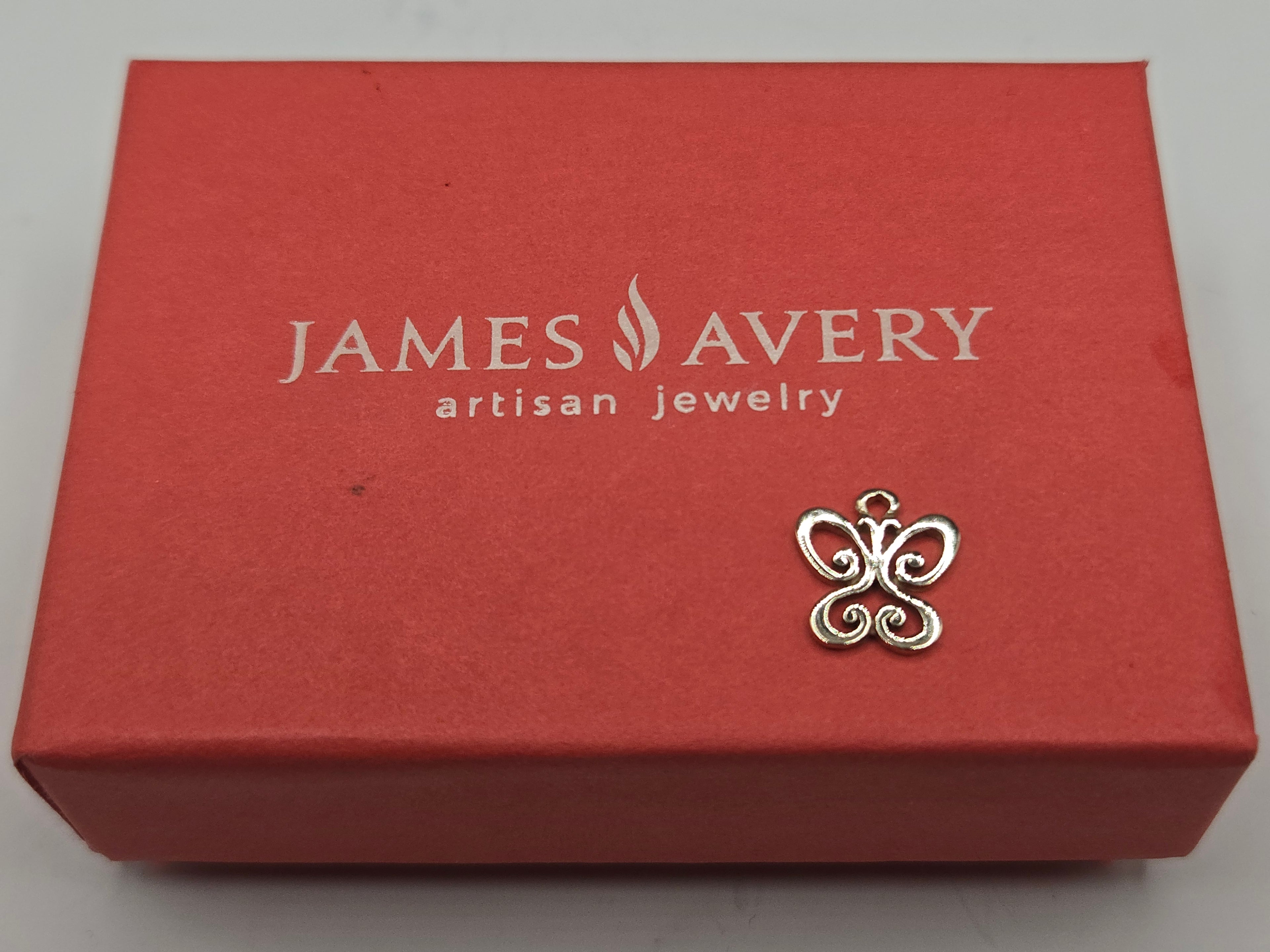 James Avery Solid 14K Yellow Gold Open Scroll Spring Butterfly Charm Pendant