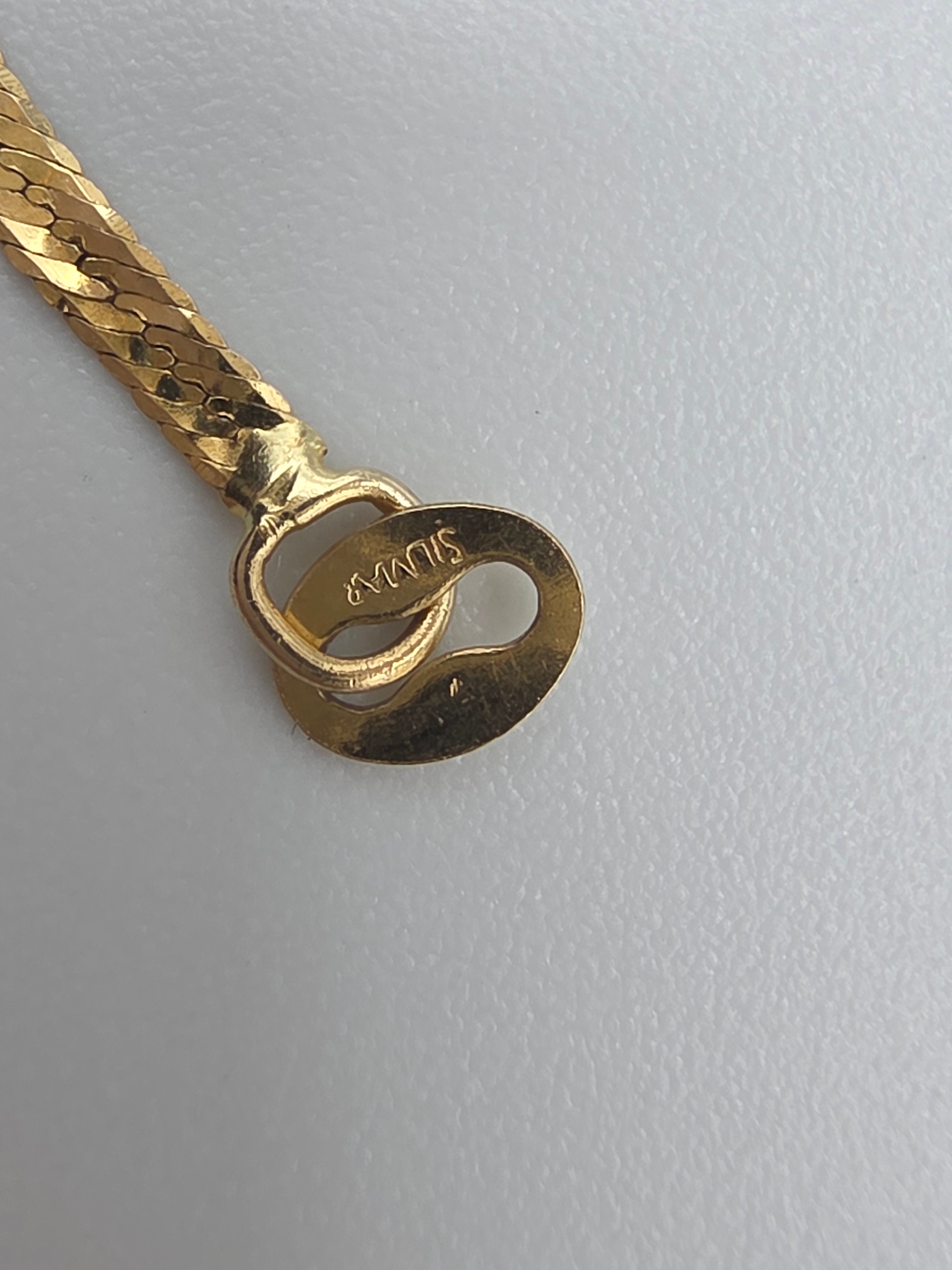 Solid 14K Yellow Gold Herringbone Chain Bracelet ITALY 7.25 Inch 2mm