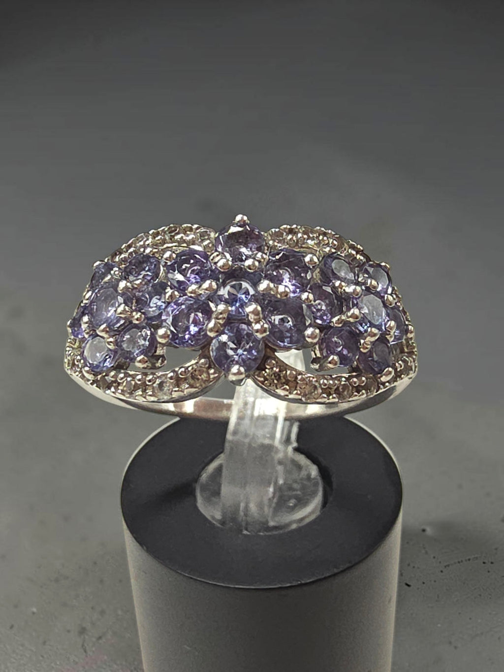 BBJ Sterling Silver Violet Periwinkle CZ Cubic Zirconia Cluster Ring - Size 6