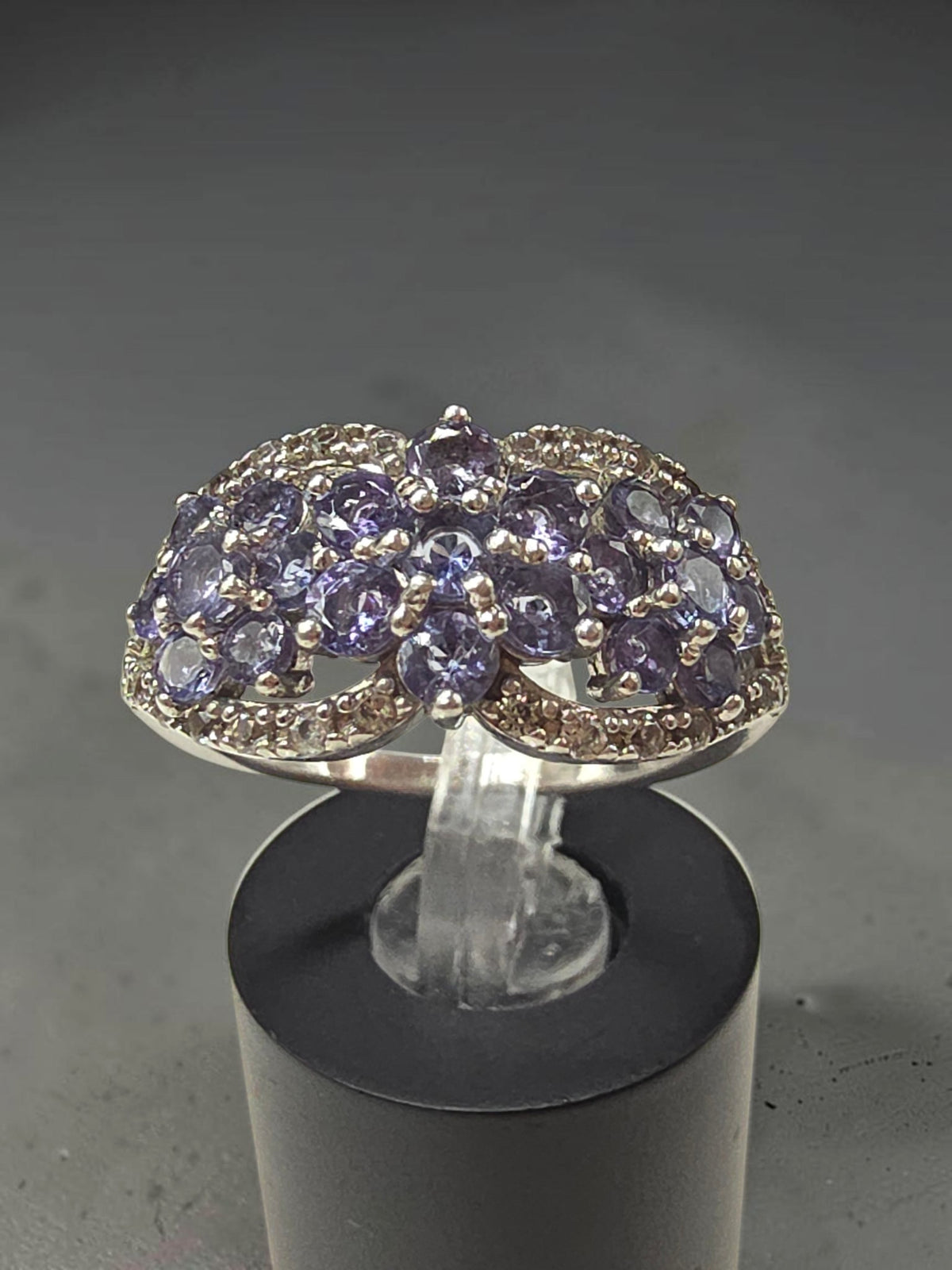 BBJ Sterling Silver Violet Periwinkle CZ Cubic Zirconia Cluster Ring - Size 6