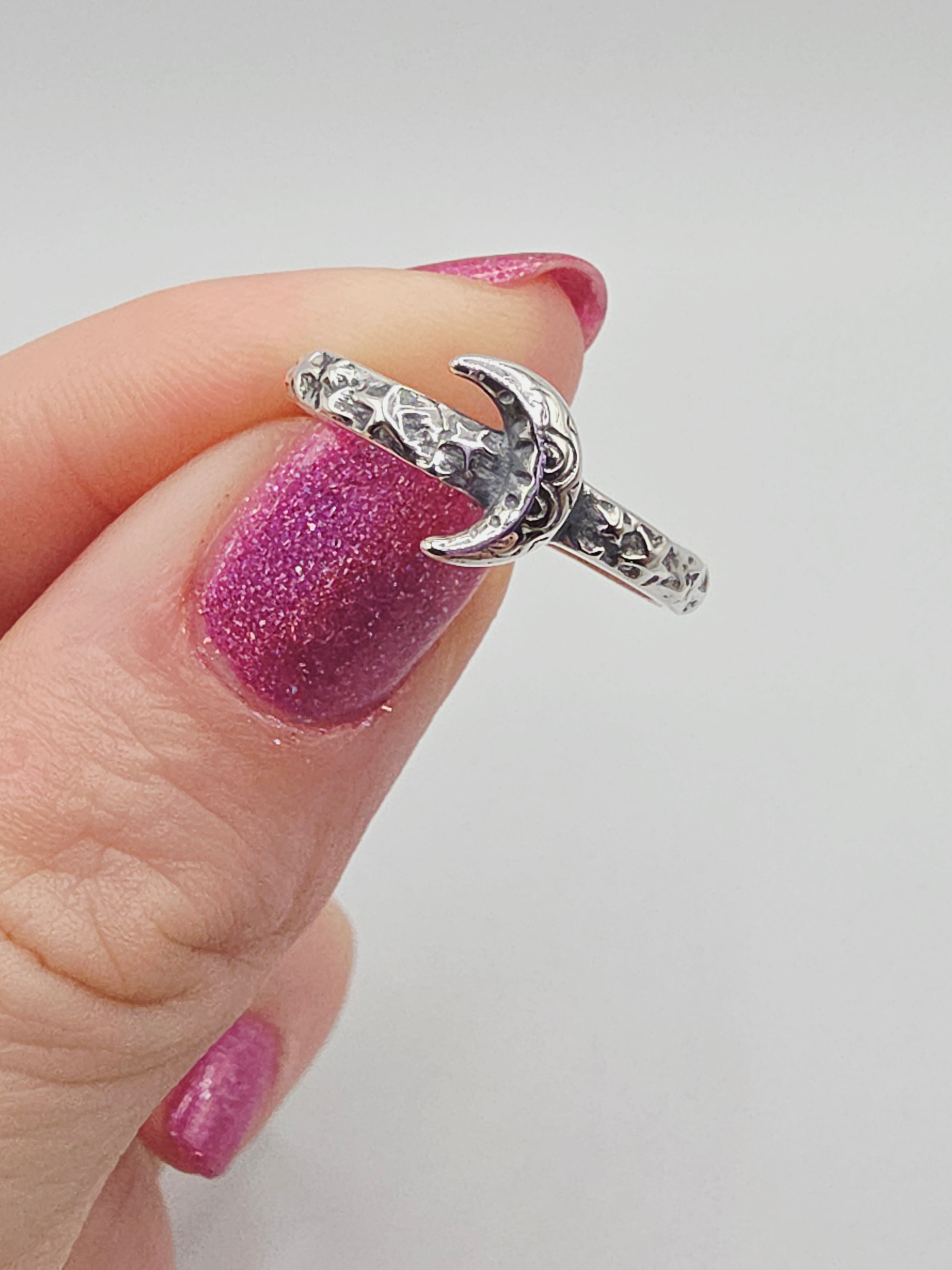 James Avery Starry Night 925 Sterling Silver Moon Ring – Size 7.5