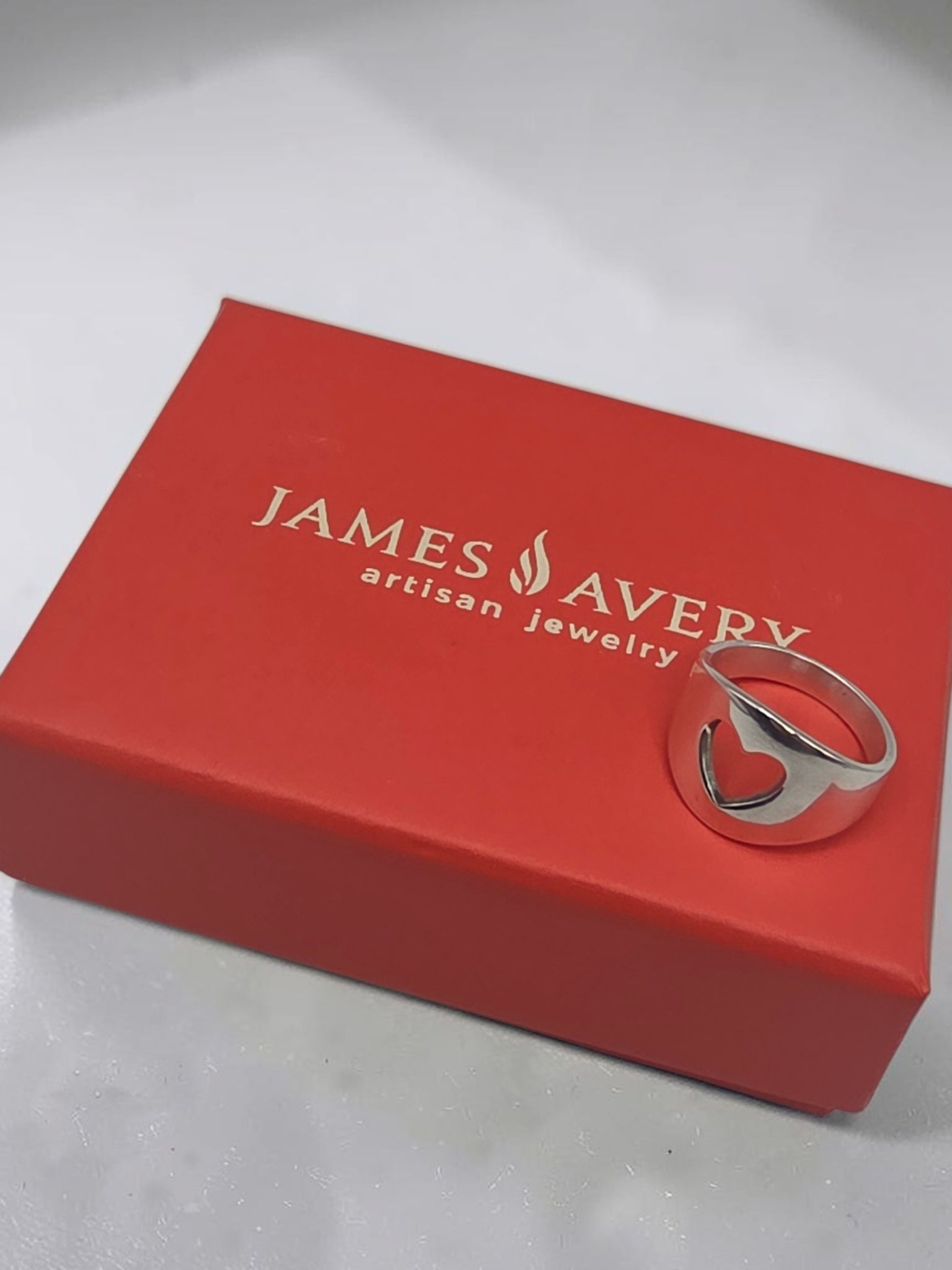 RETIRED James Avery Sterling Silver Open Heart Cutout Wide Band Ring Size 5.5