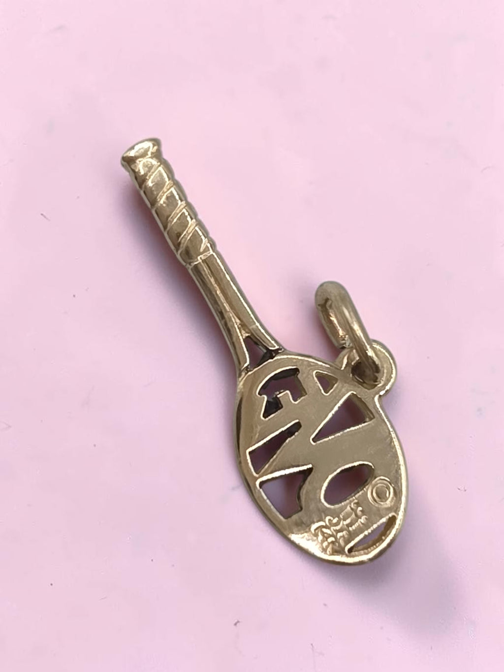 RETIRED James Avery 14K Gold Love Tennis Racket Sport Charm Pendant - HTF Rare