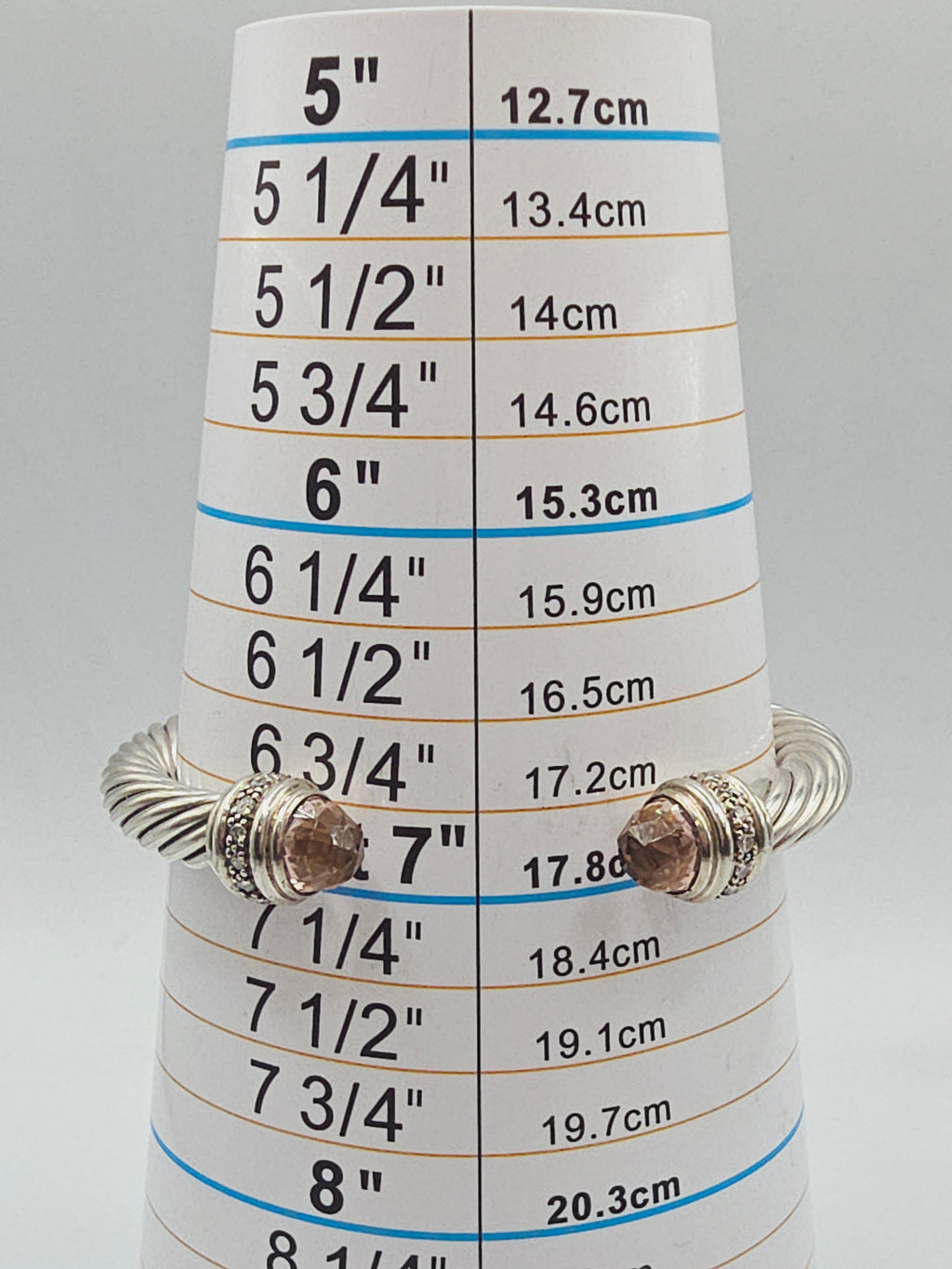 David Yurman Sterling Silver Cable Bracelet with Morganite & Diamonds - Medium