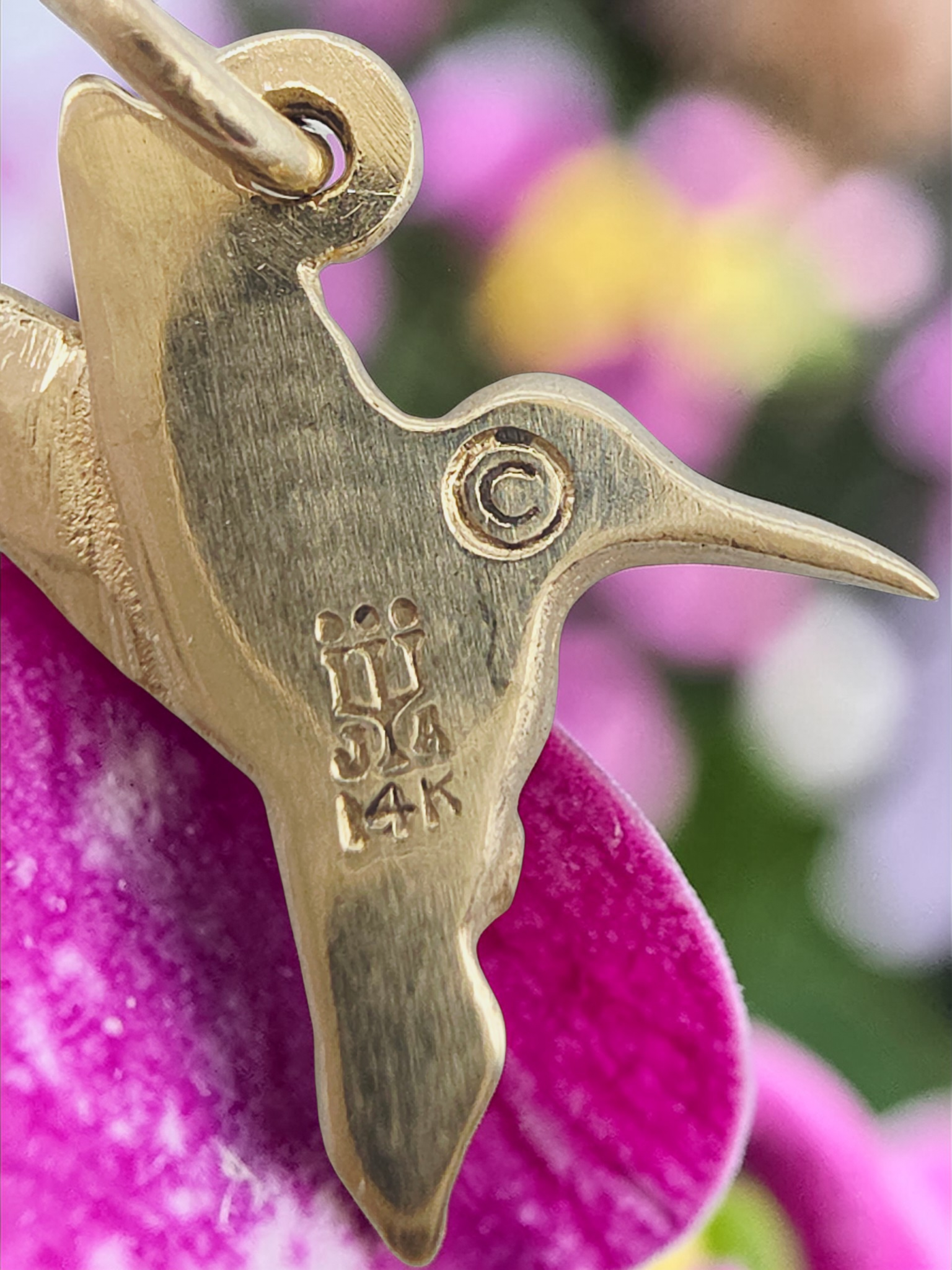 James Avery Solid 14K Yellow Gold Hummingbird Bird Charm Pendant
