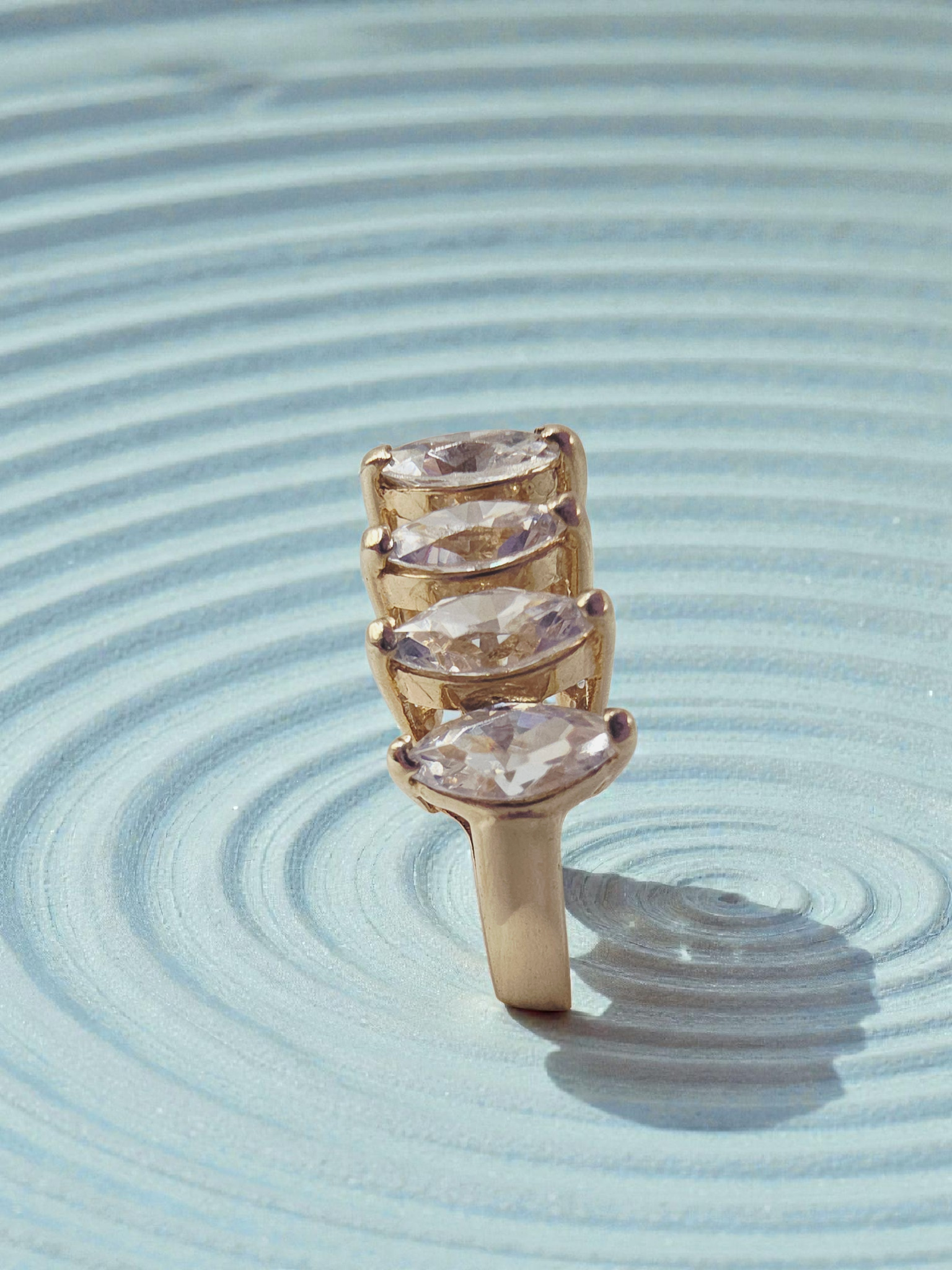 Fessenden & Co. Solid 10K Yellow Gold Marquise-Cut CZ Ring – Size 6.75