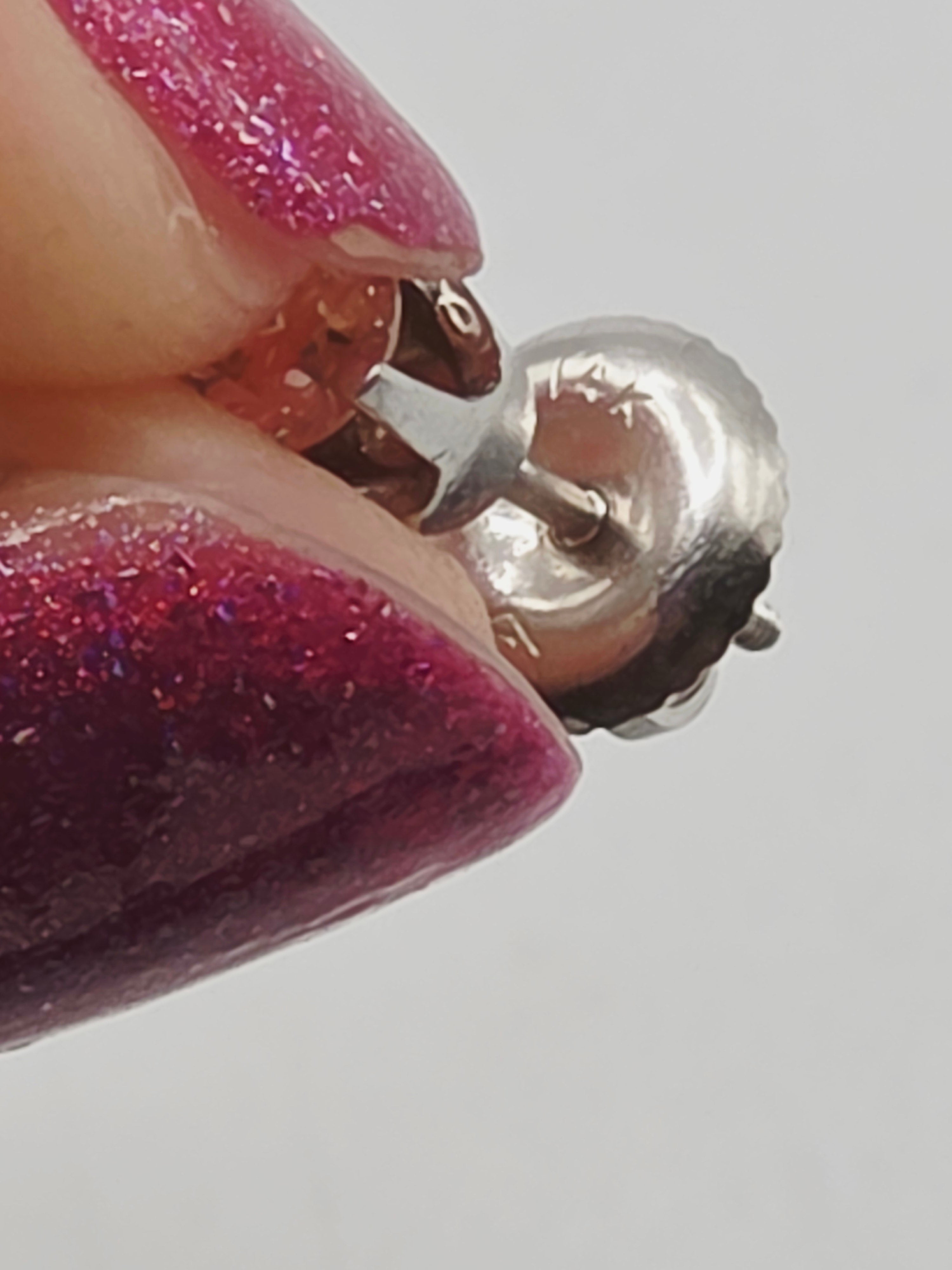 Solid 14K White Gold Diamond Stud Earrings with Screwbacks