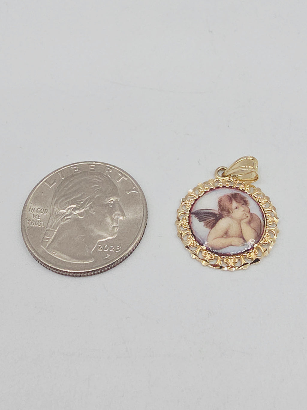 Michael Anthony Solid 14K Yellow Gold Guardian Angel Prayer Necklace Pendant