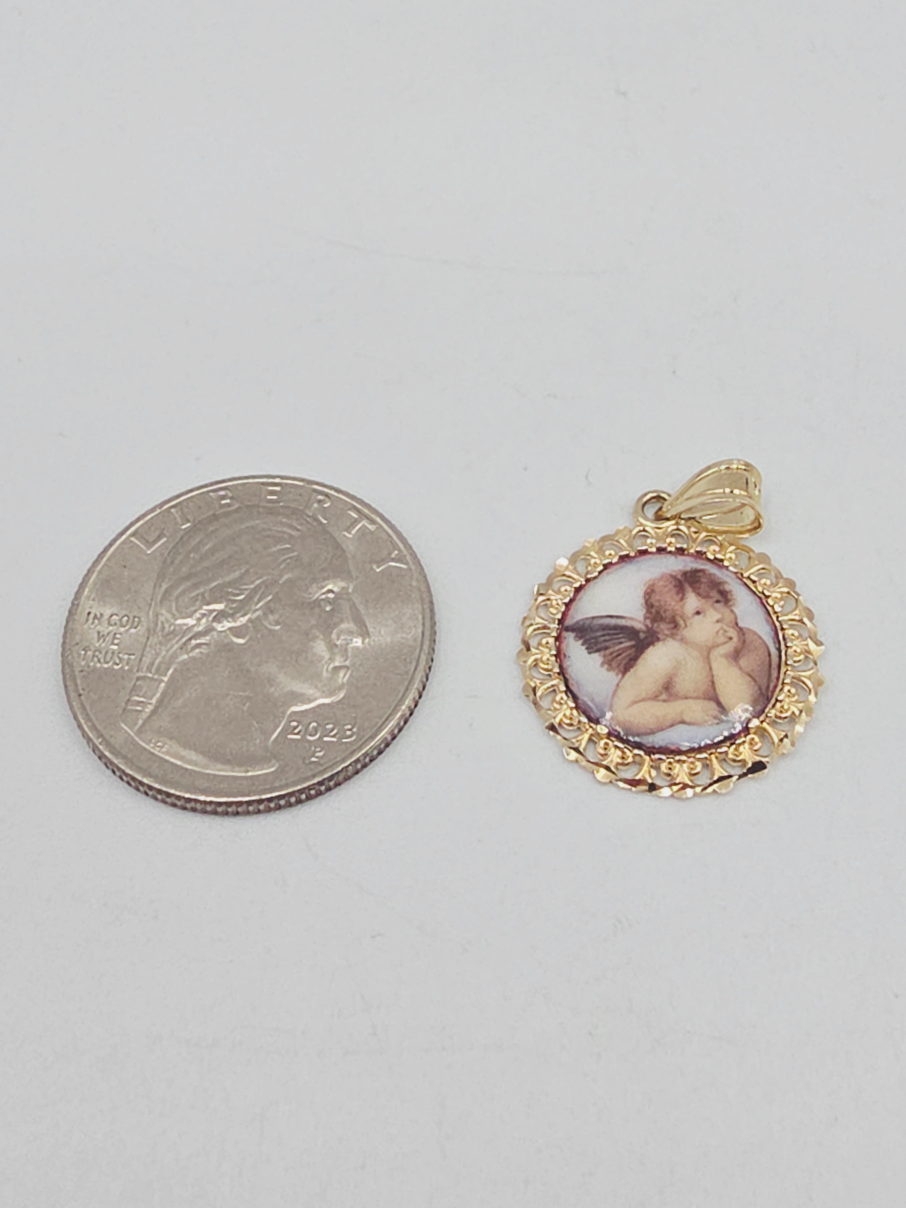 Michael Anthony Solid 14K Yellow Gold Guardian Angel Prayer Necklace Pendant