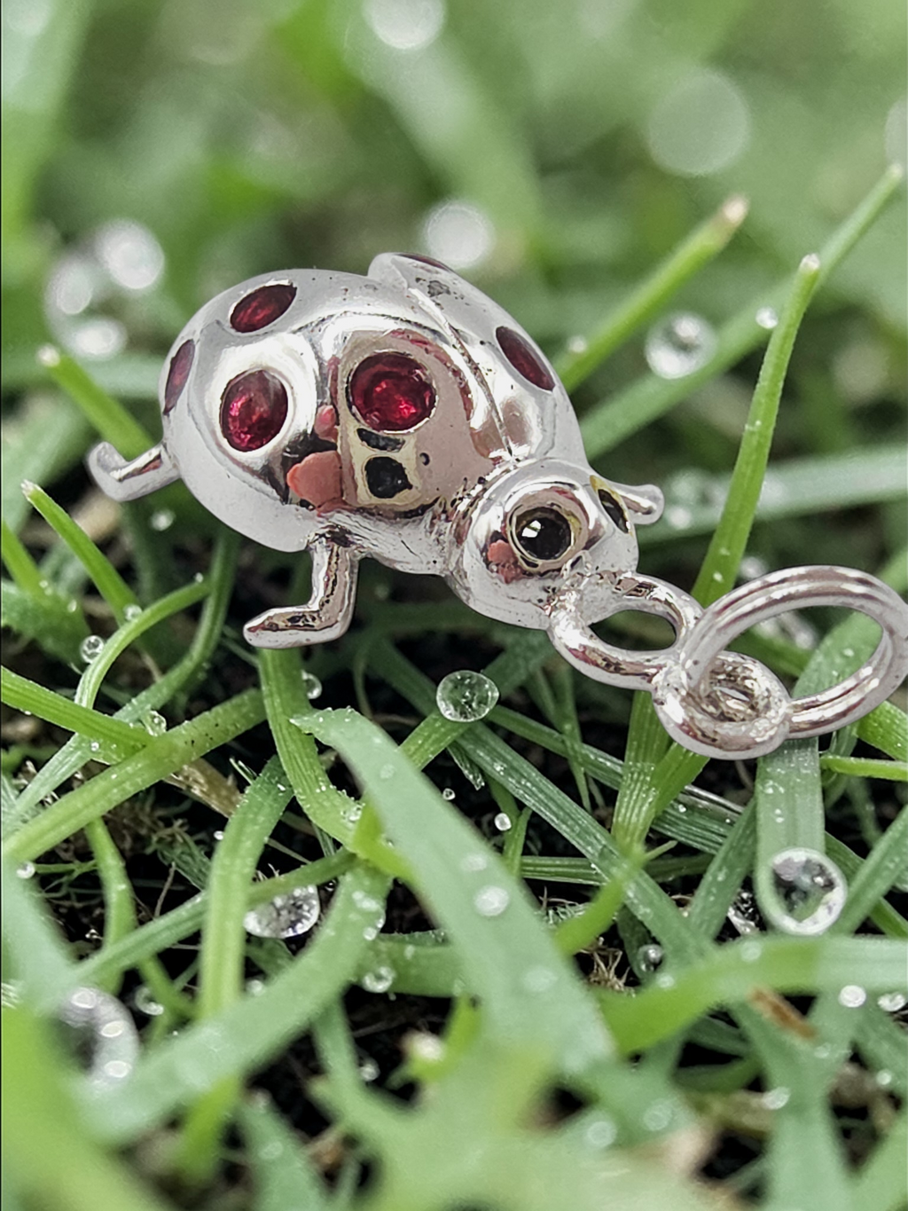 925 Sterling Silver Ladybug Insect Charm Pendant