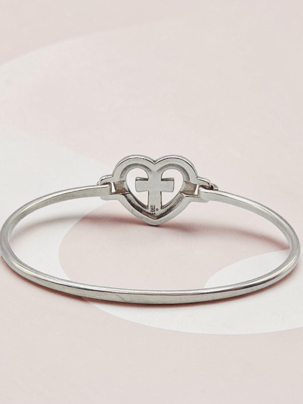 RETIRED James Avery Sterling Silver Heart Cross Hook Bracelet - 6.5 Inch