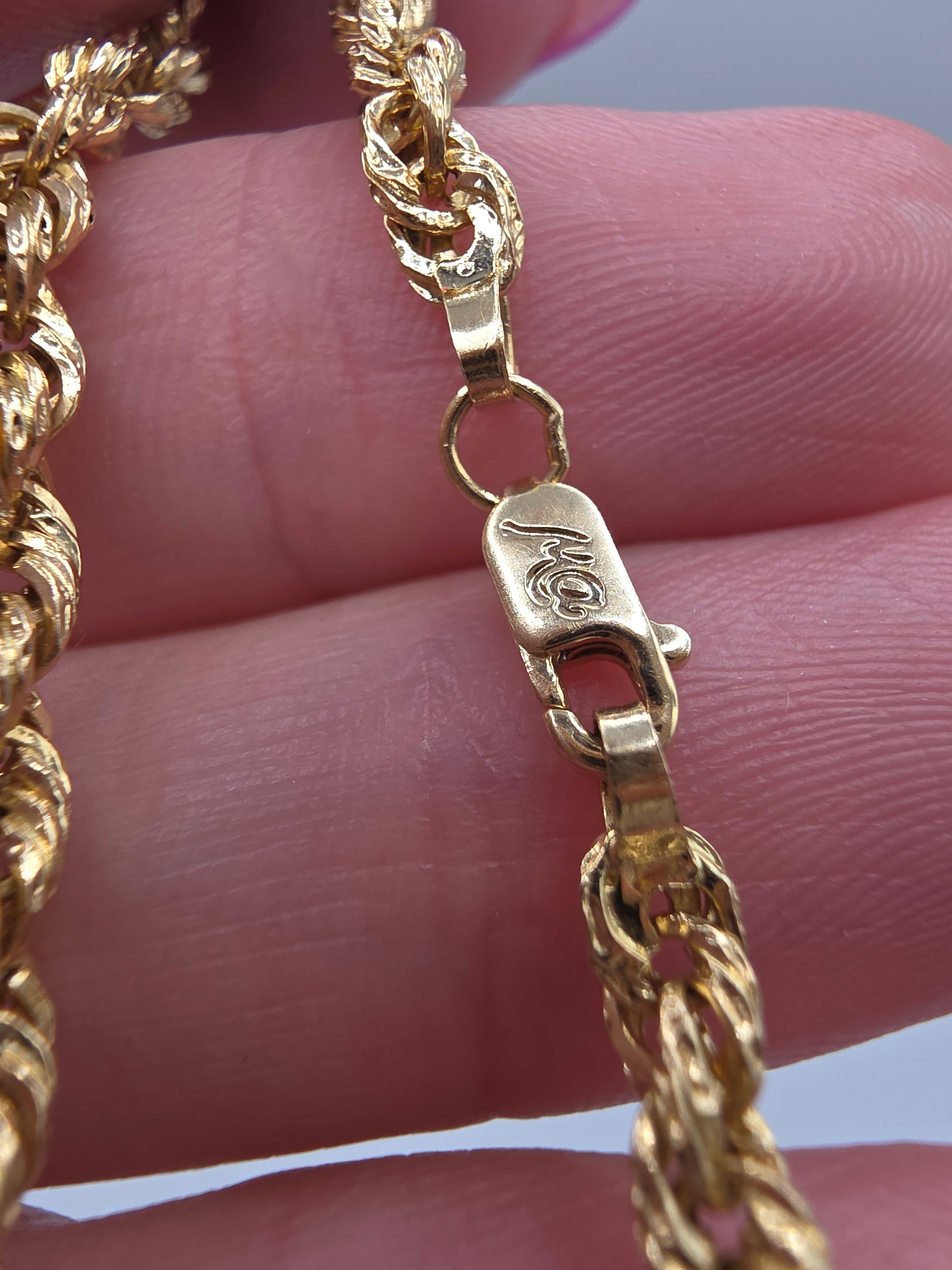 Vintage Michael Anthony Solid 14K Gold French Rope Chain Bracelet 8 Inch 3.5mm