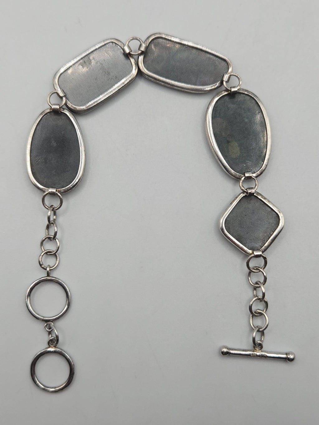 LUC Lucas Lameth 925 Sterling Silver Abalone Shell Toggle Bracelet 7-8 Inch