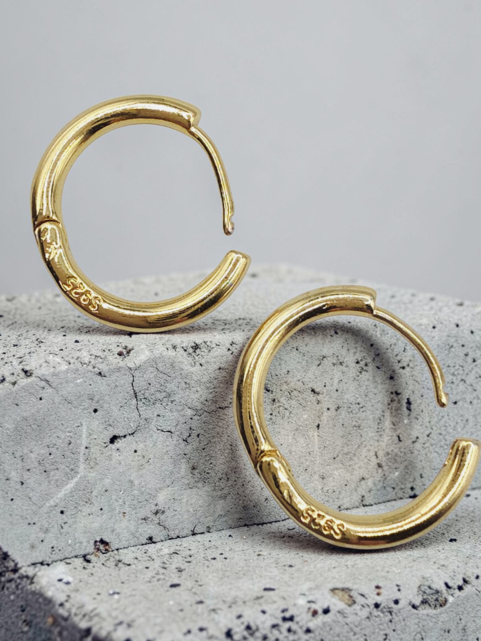 Gold Vermeil 925 Sterling Silver Hoop Earrings