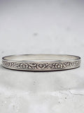 Sterling Silver Embossed Floral Repousse Bangle Bracelet 8.25 Inch