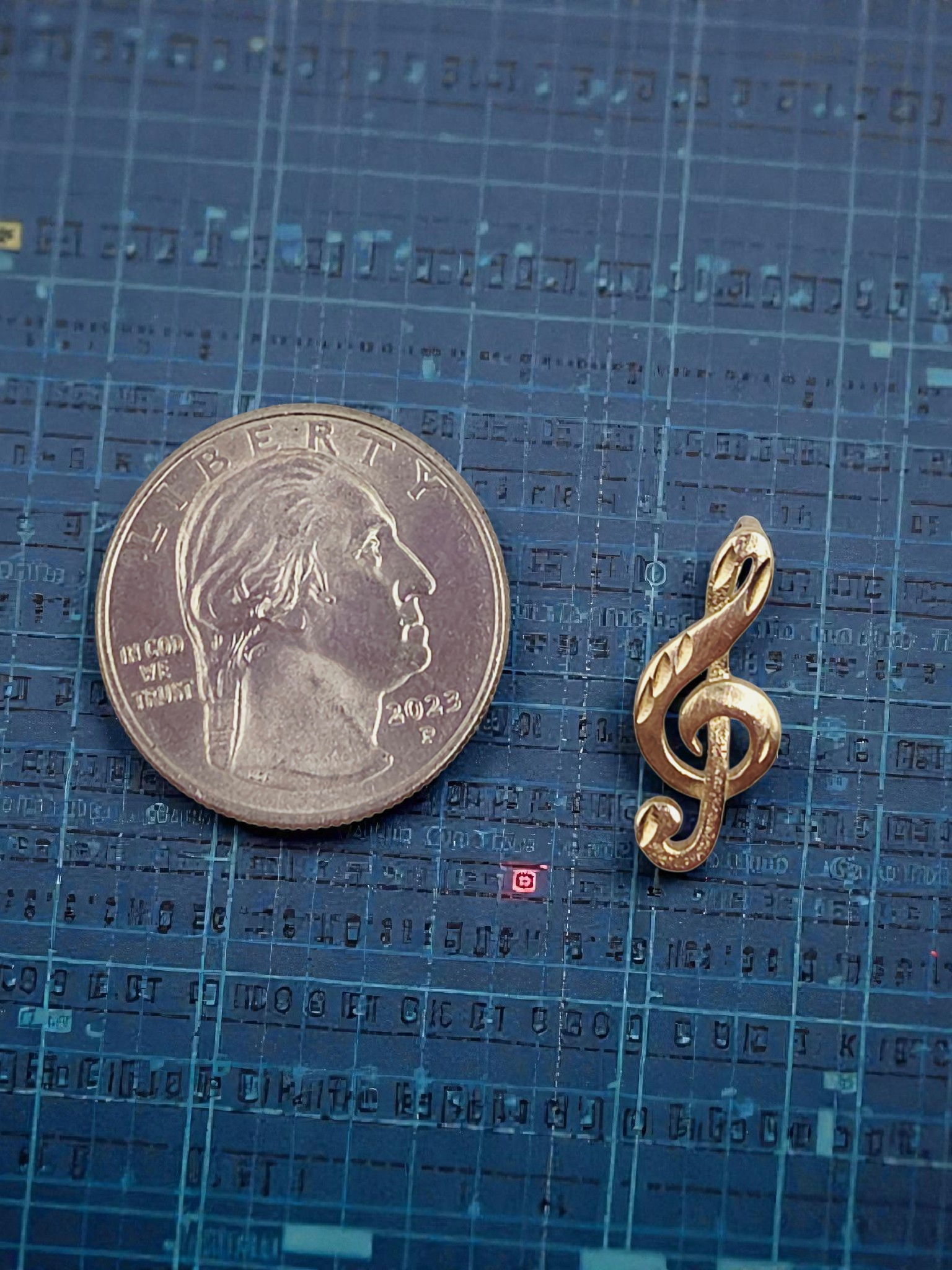 Michael Anthony Solid 14K Yellow Gold Treble Clef Necklace Music Pendant