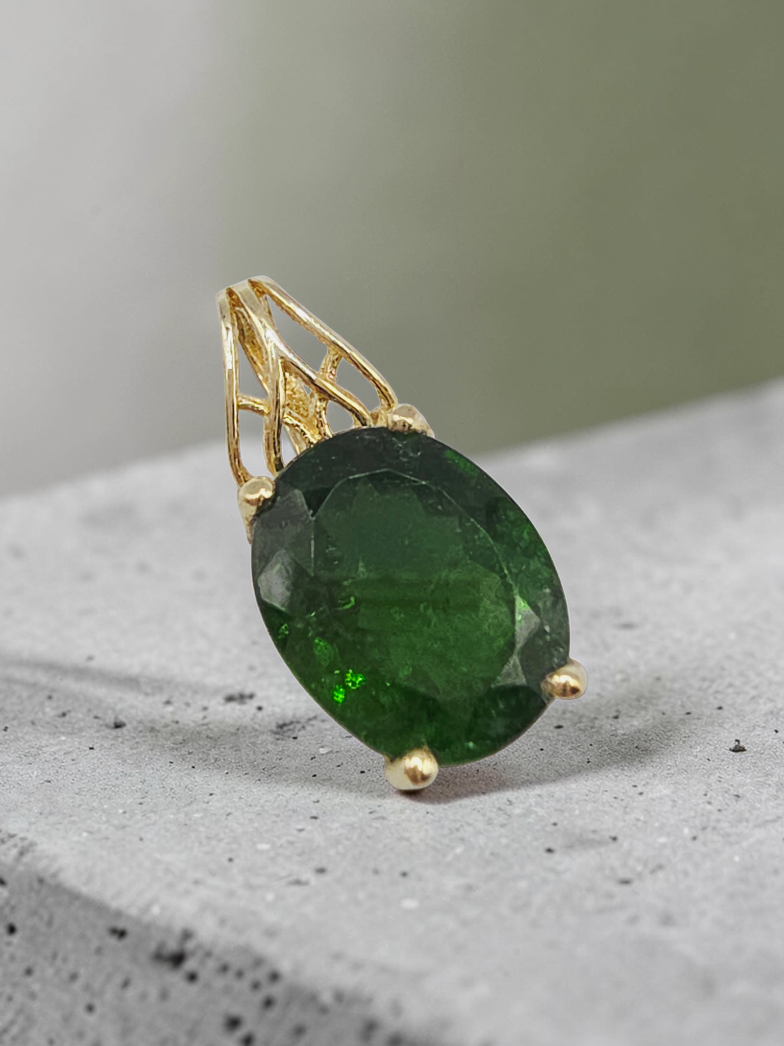 Fuzion Creations Gold Vermeil over 925 Sterling Silver Emerald Necklace Pendant