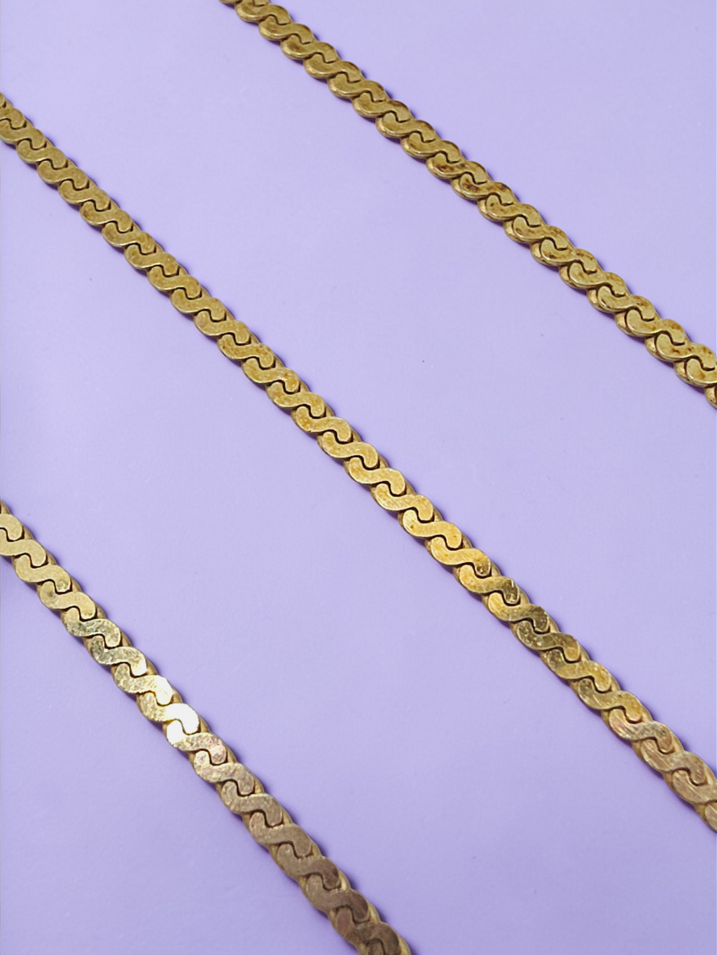 Solid 14K Yellow Gold S-Link Serpentine Chain Necklace - 15 Inch