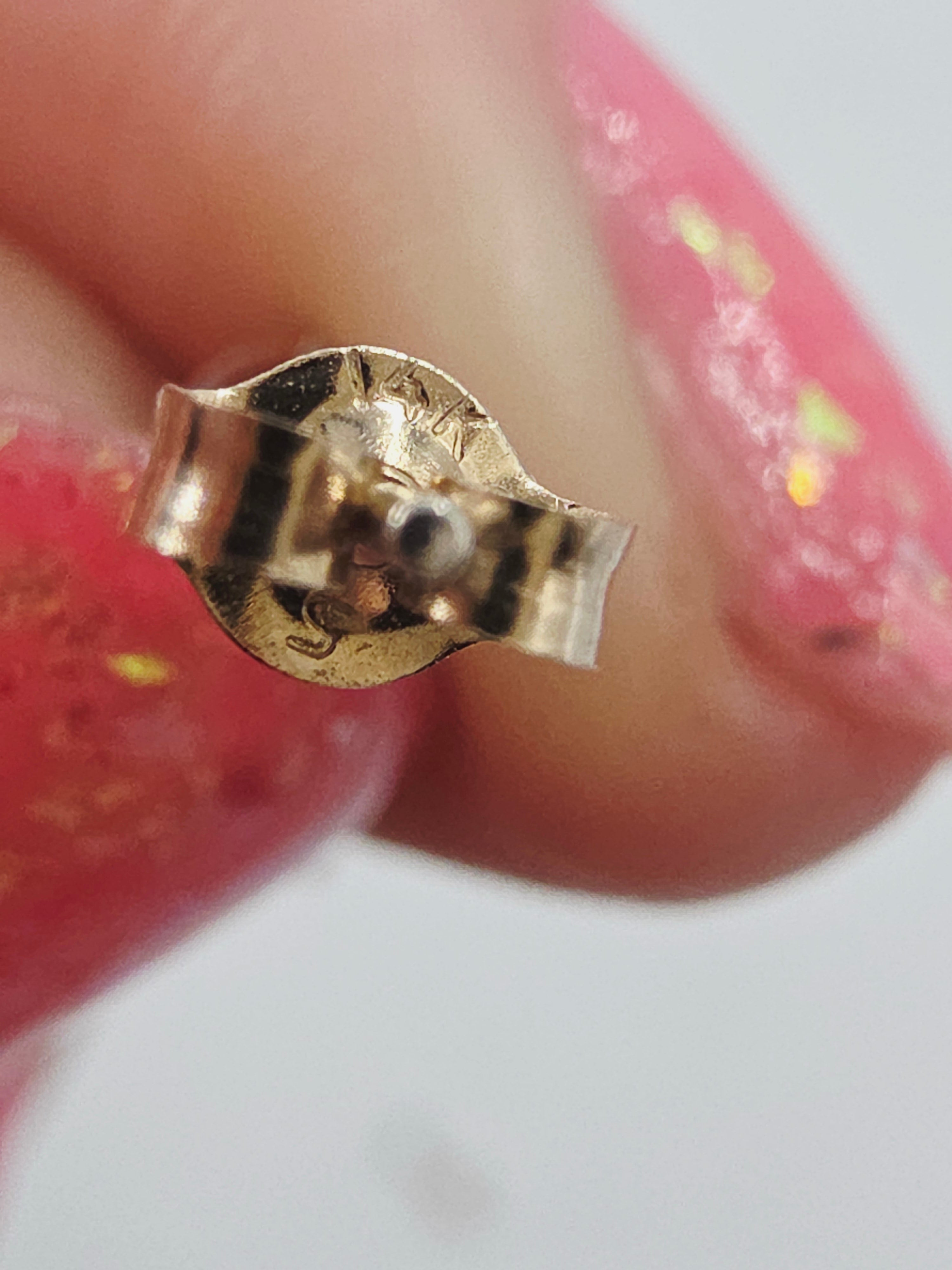 Solid 14K Two-Tone Gold Petite CZ Stud Earrings