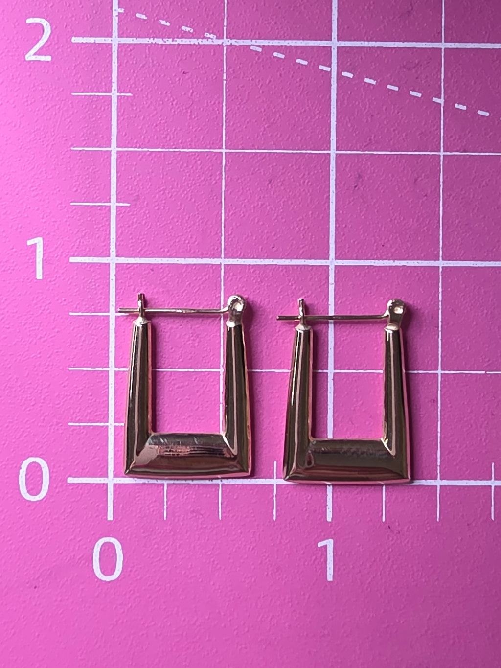 Solid 14K Yellow Gold Rectangular Hoop Earrings with Hinged Snap Bar Closures