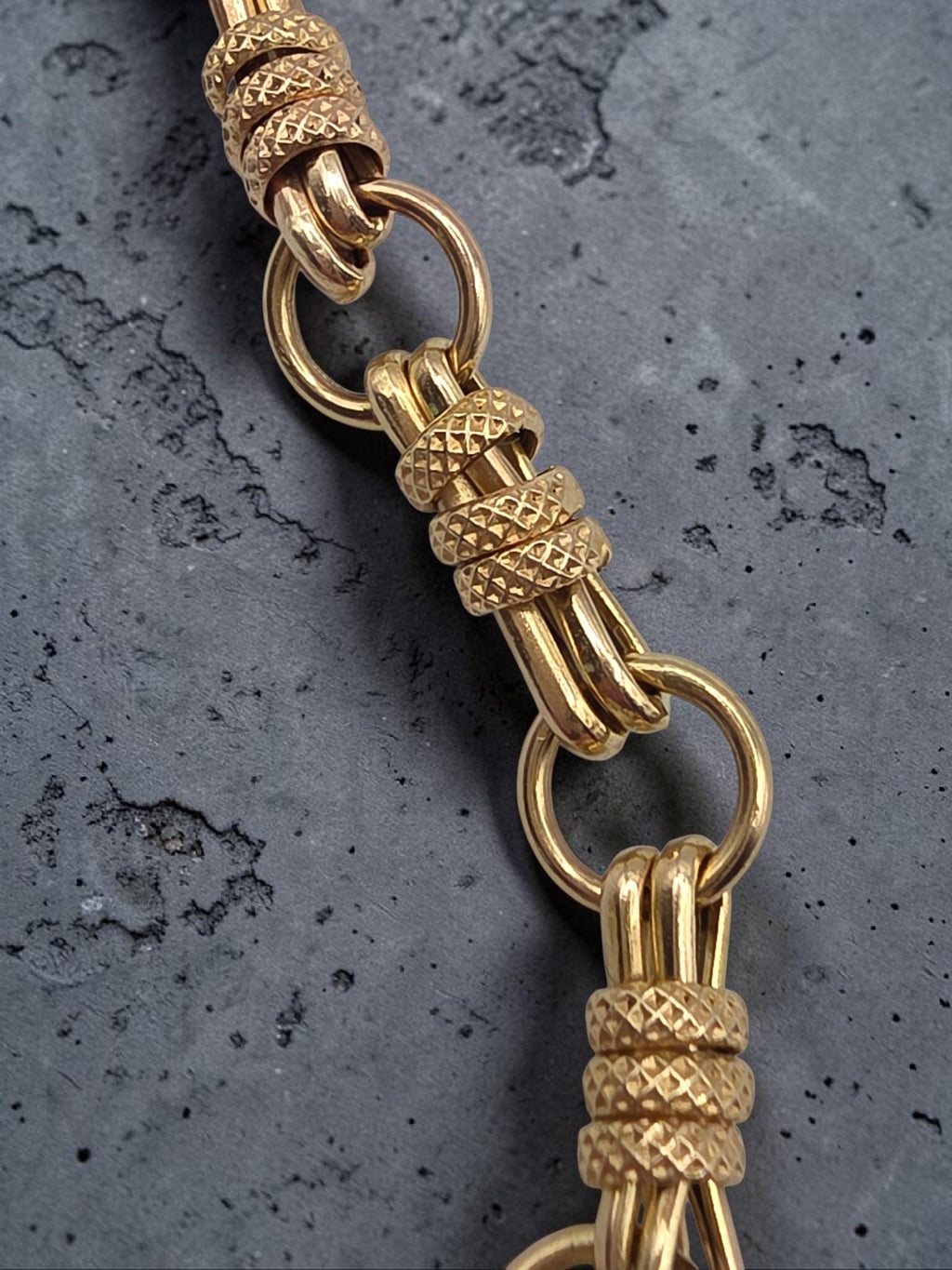 Unique Vintage Solid 14K Yellow Gold Station Link Bracelet - 7 Inch