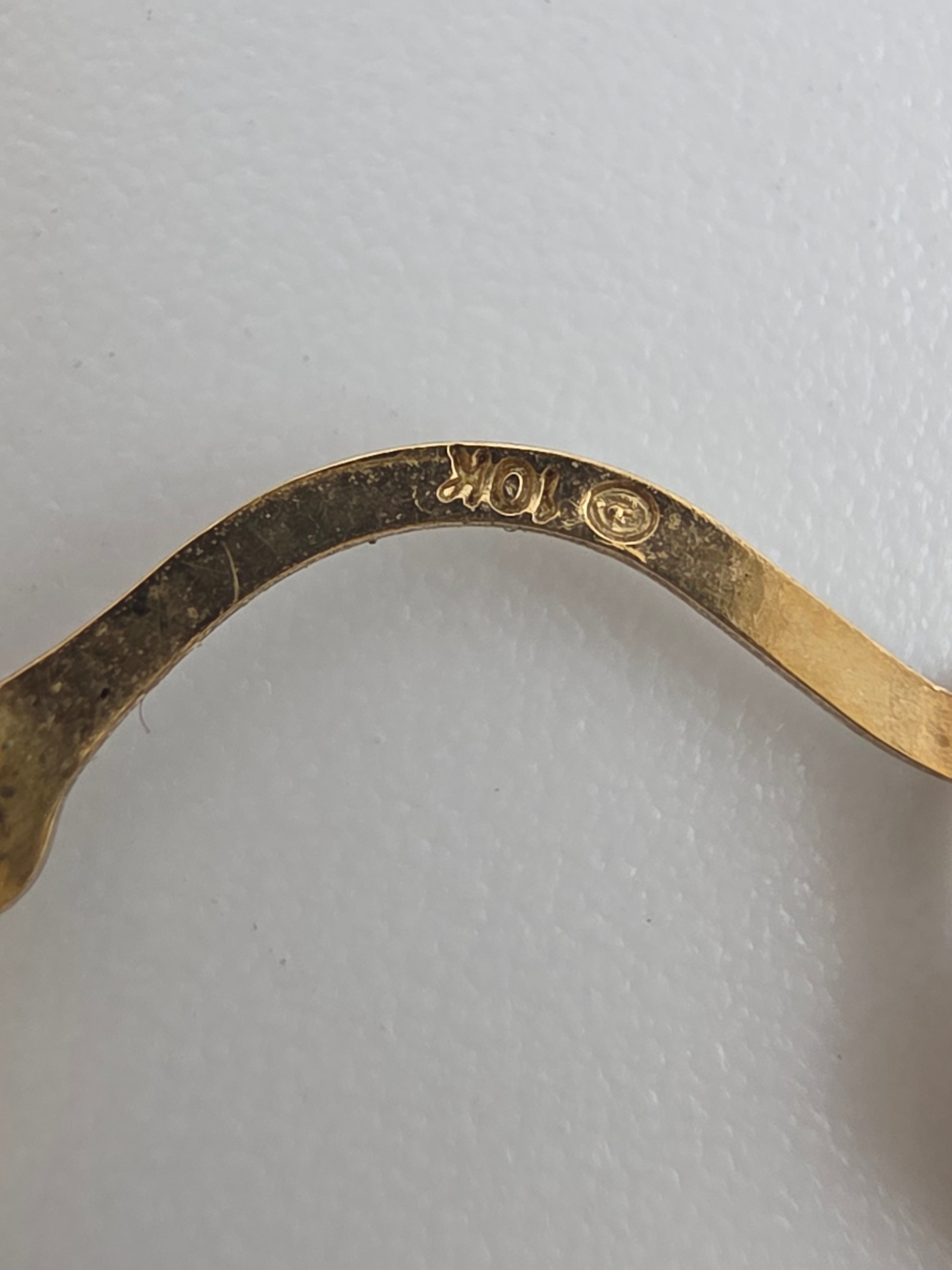Vintage Solid 10K Yellow Gold Faceted Octagon Creole Hoop Earrings